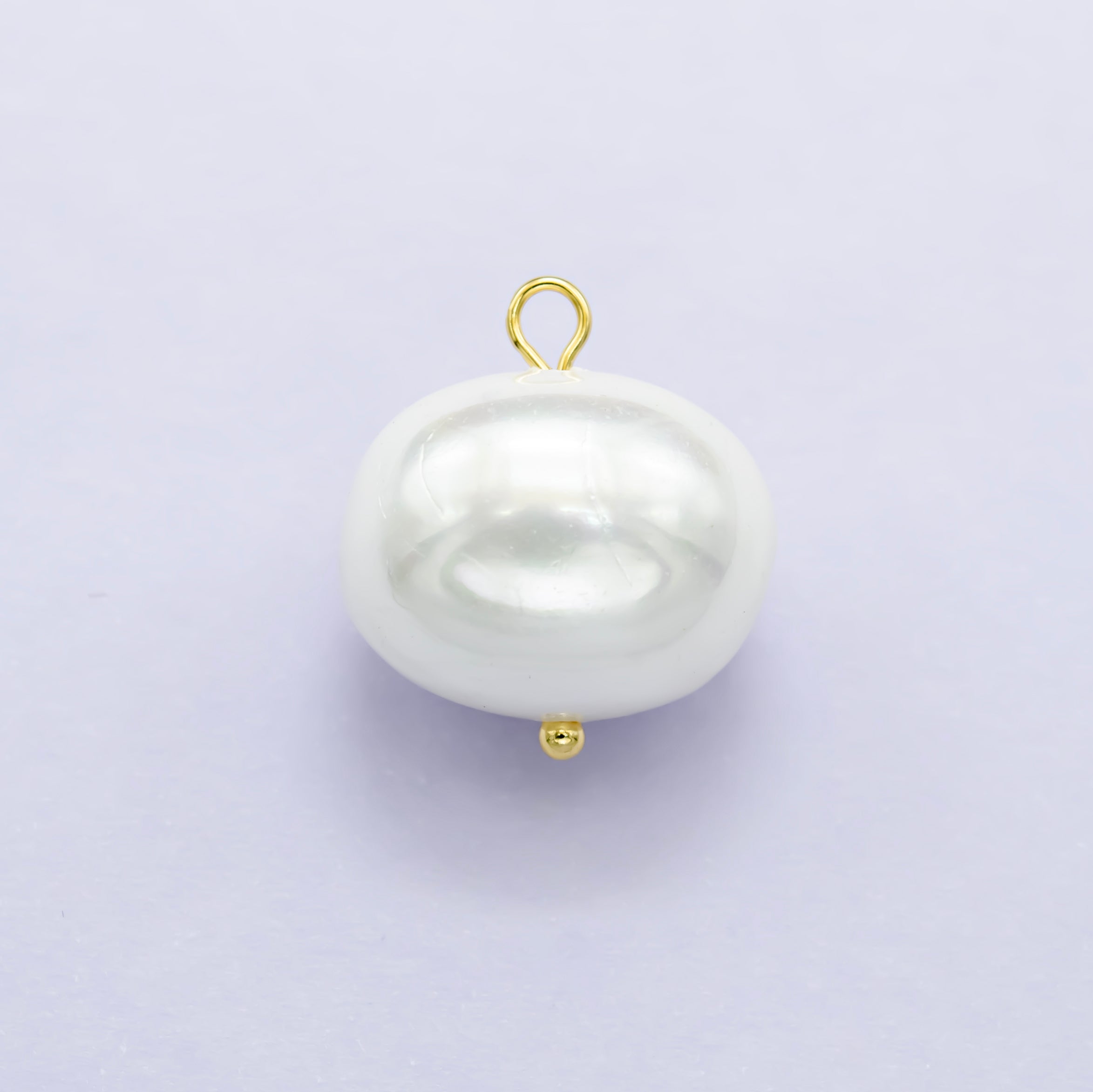 16mm Fresh Water Pearl charm with 14K Gold filled Ball Pin, Potato Pearls Natural Pearls Handmade Loop 2mm loops Purple Pink White Pearl P-1580 P-1581 P-1582