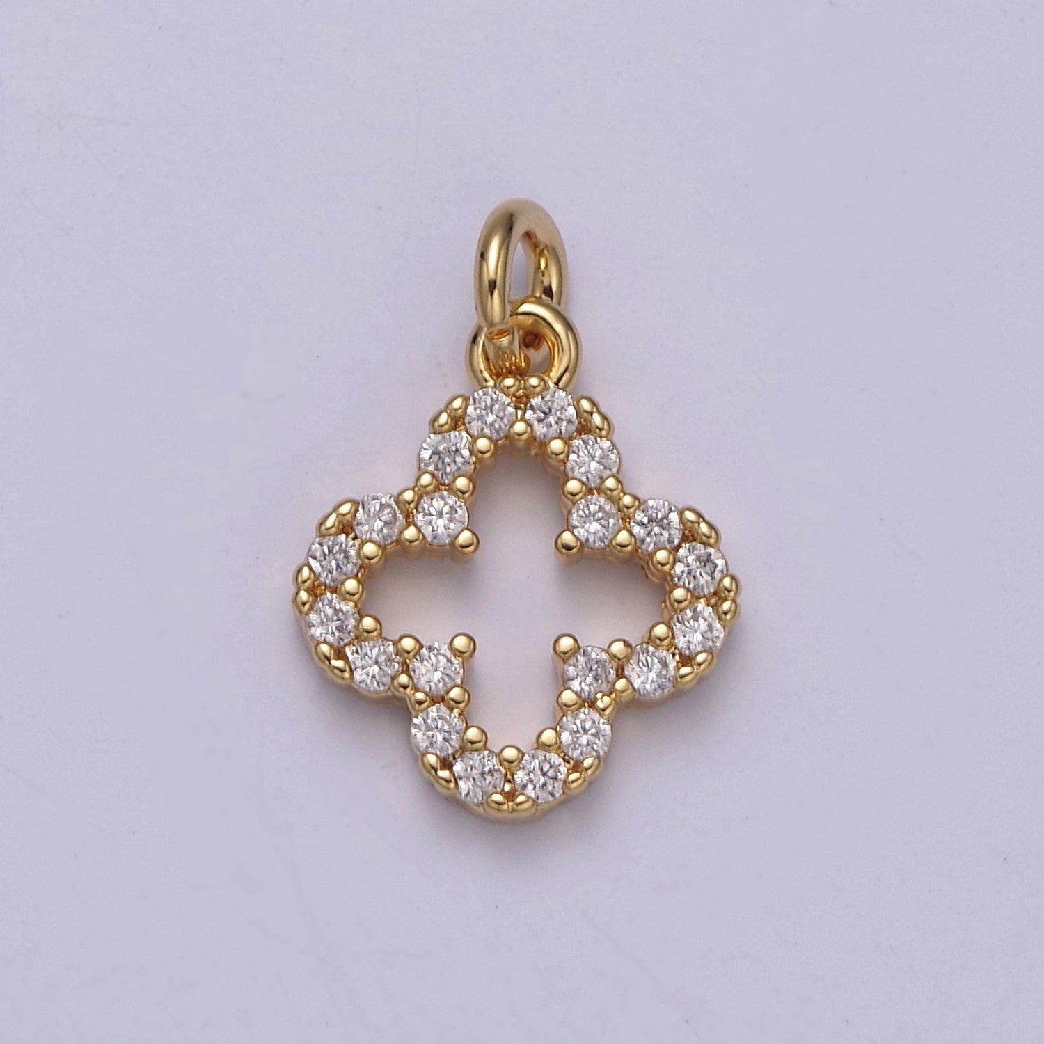 OS Cubic Gold clover charm, clover pendants Lucky gold Pendant 14k Gold Filled Charm E-746 E-745
