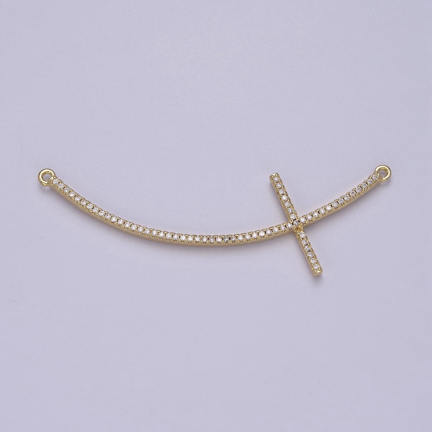 14K Gold Filled Side Cross Charm connector Cubic Zirconia cross charm sideways cross Link Connector F-058 - DLUXCA