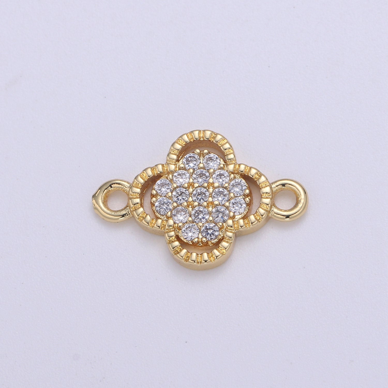14K Gold filled Clover Connectors, Lucky Charm Connector Cubic Clover Jewelry Craft Supply Link Connector Shamrock Bracelet Necklace F-603