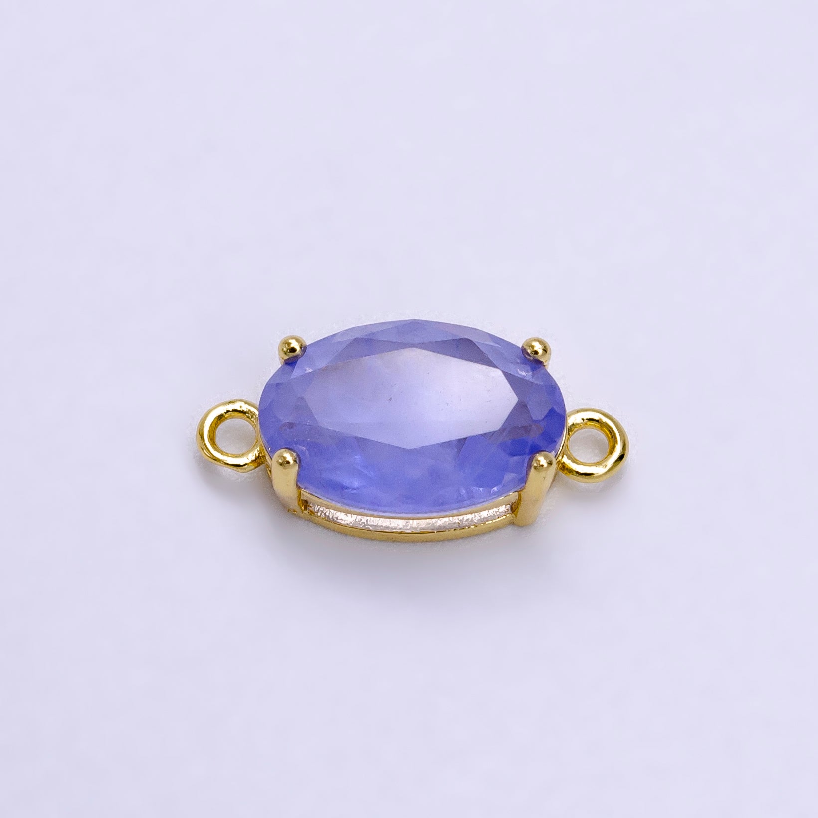 Oval Solitaire CZ Birthstone Charm Connector Geometric Diamond Cut Dainty Cubic Zirconia Connector for Necklace Earring Supply F-661-F-673