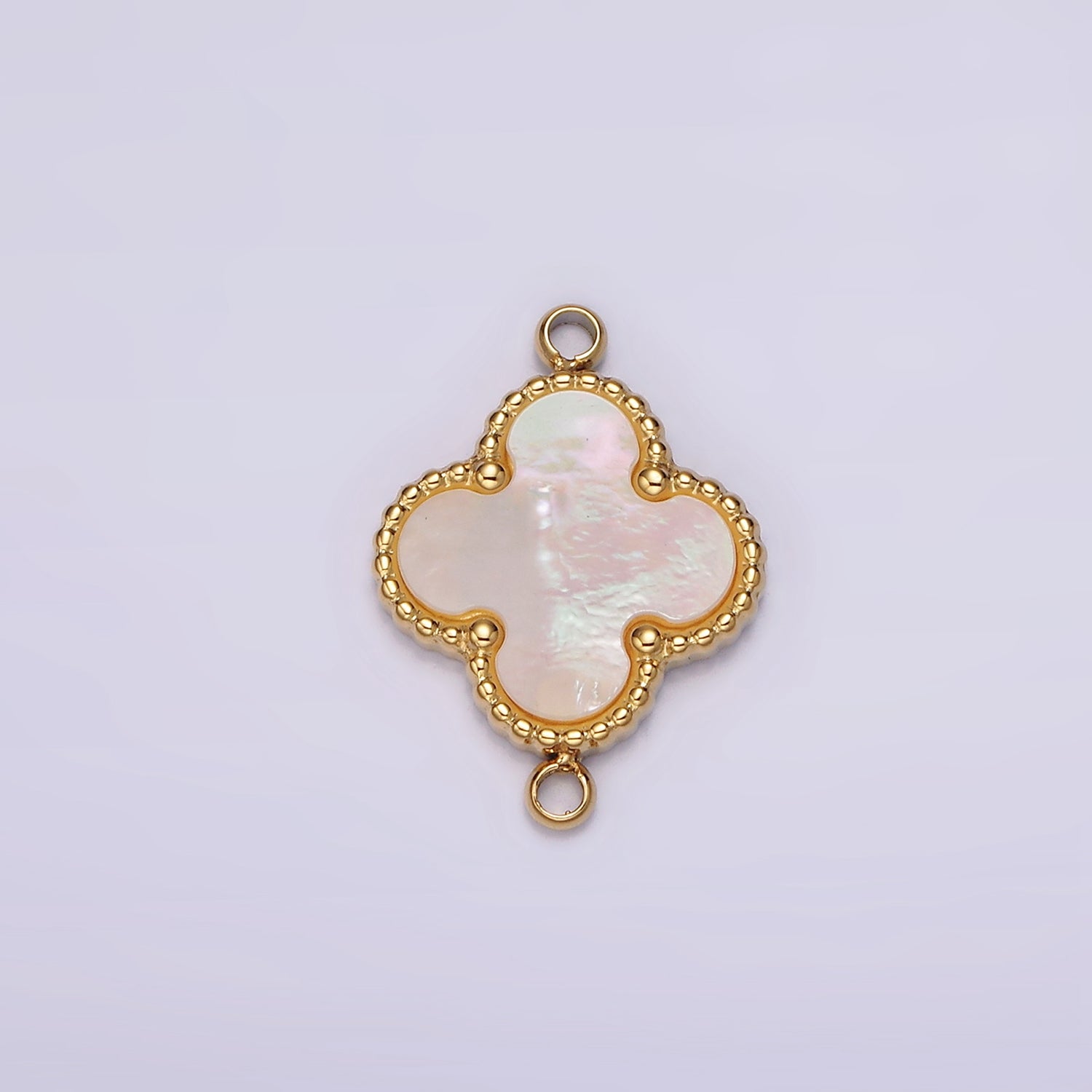 OS 16K Gold Filled 13mm Shell Pearl Quatrefoil Clover Beaded Connector in Gold & Silver | G-025 G-026