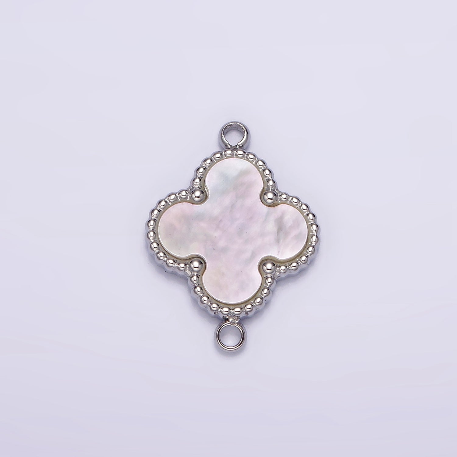 OS 16K Gold Filled 13mm Shell Pearl Quatrefoil Clover Beaded Connector in Gold & Silver | G-025 G-026