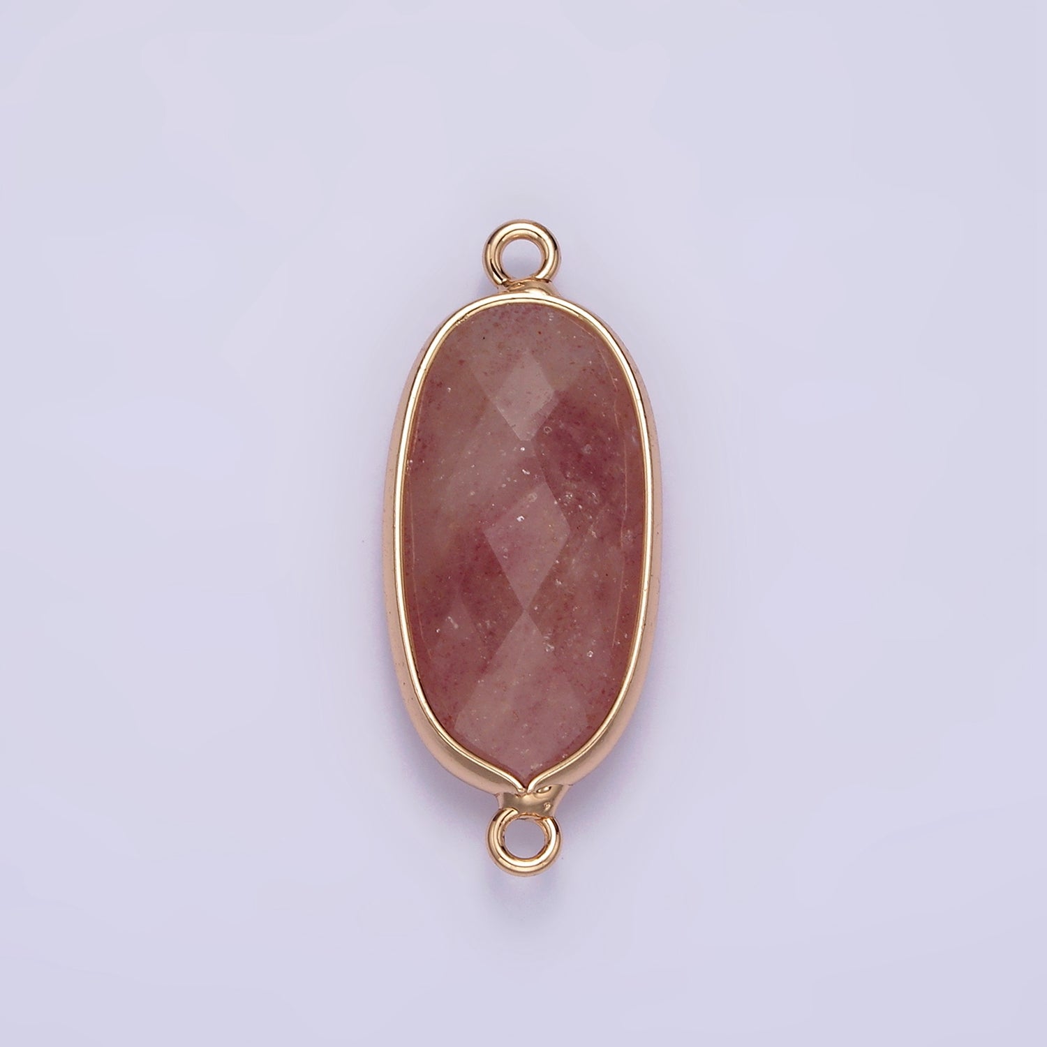 Faceted Gemstone Oval Gold Charm Connector Rose Quartz Onyx Labradorite Amethyst Amazonite Charm G033 - G043