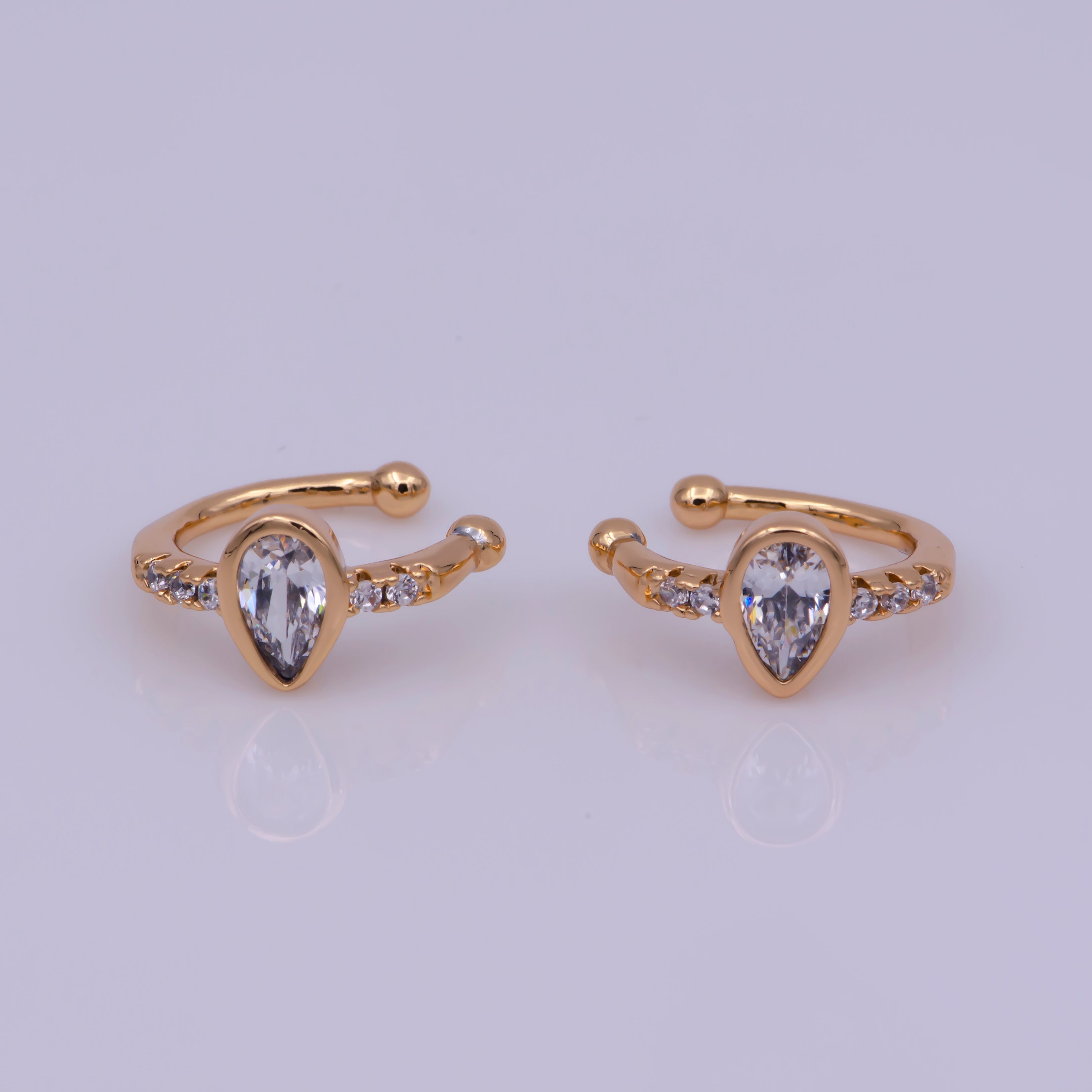 Clear Teardrop Micro Paved CZ Gold Ear Cuff Earrings | G165 - DLUXCA