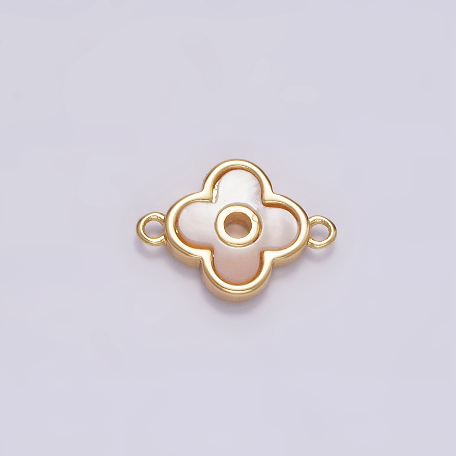 16K Gold Filled 8.5mm Shell Pearl Open Clover Quatrefoil Connector | G698 - DLUXCA