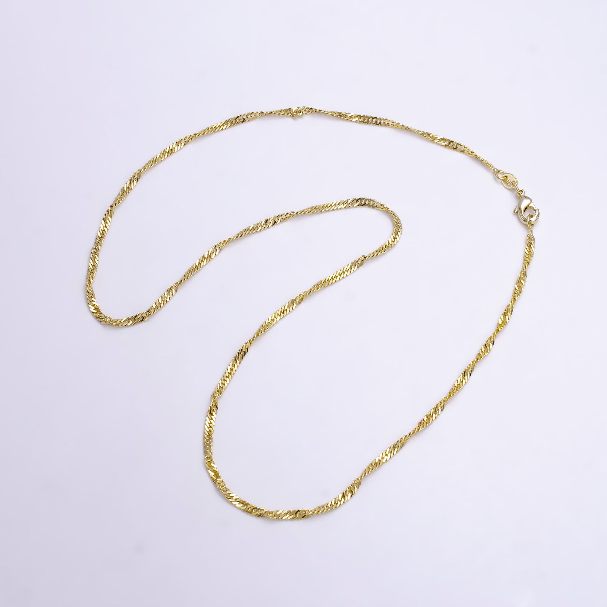 14K Gold Filled 2mm Curb Singapore 18 Inch Layering Chain Necklace | CN-791 - DLUXCA