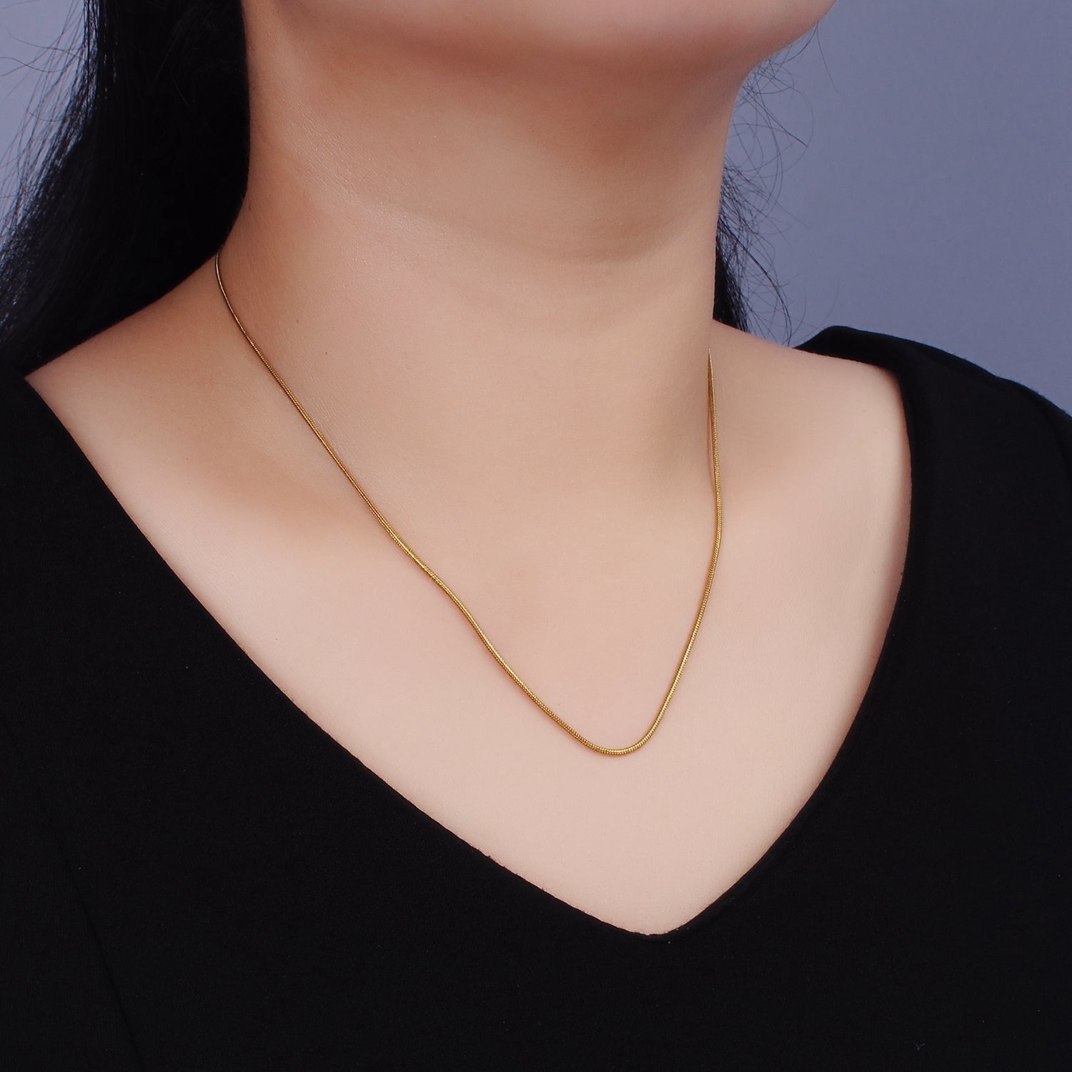 Stainless Steel 1mm Dainty Snake 18 Inch Layering Chain Necklace | WA-2302