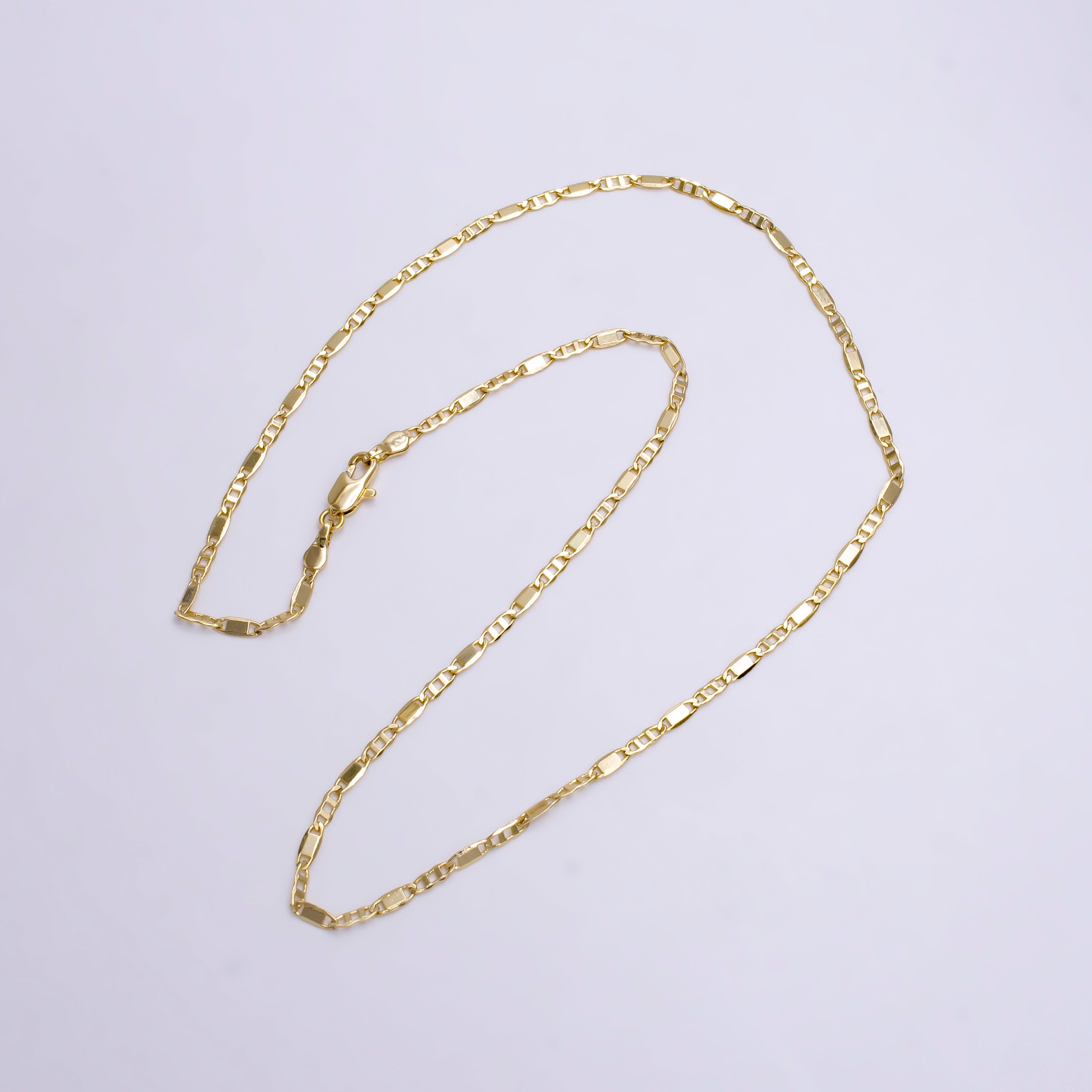 14K Gold Filled 2.3mm Unique Mariner 17.5 Inch Layering Chain Necklace | WA-2215 - DLUXCA