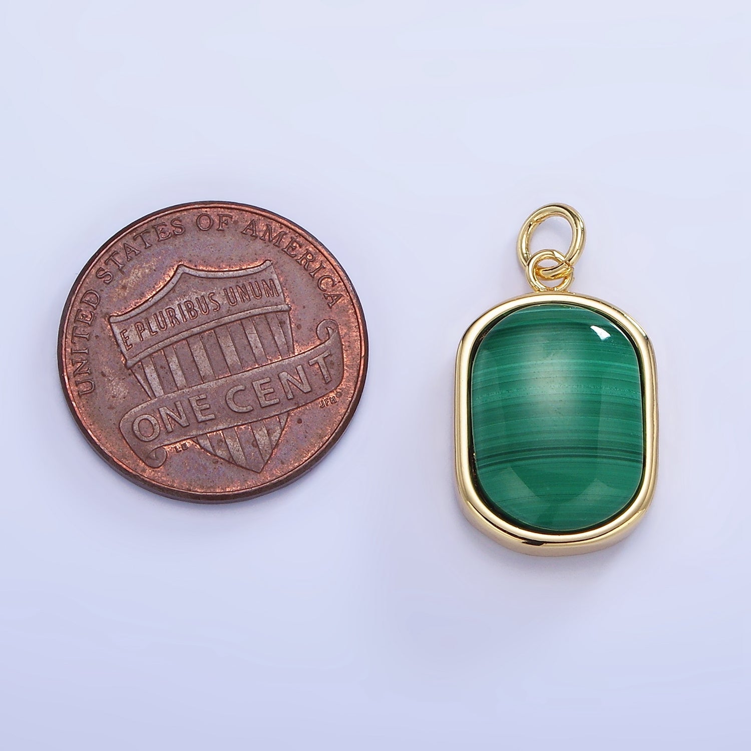 14K Gold Filled Malachite Gemstone Bezel Charm | W665