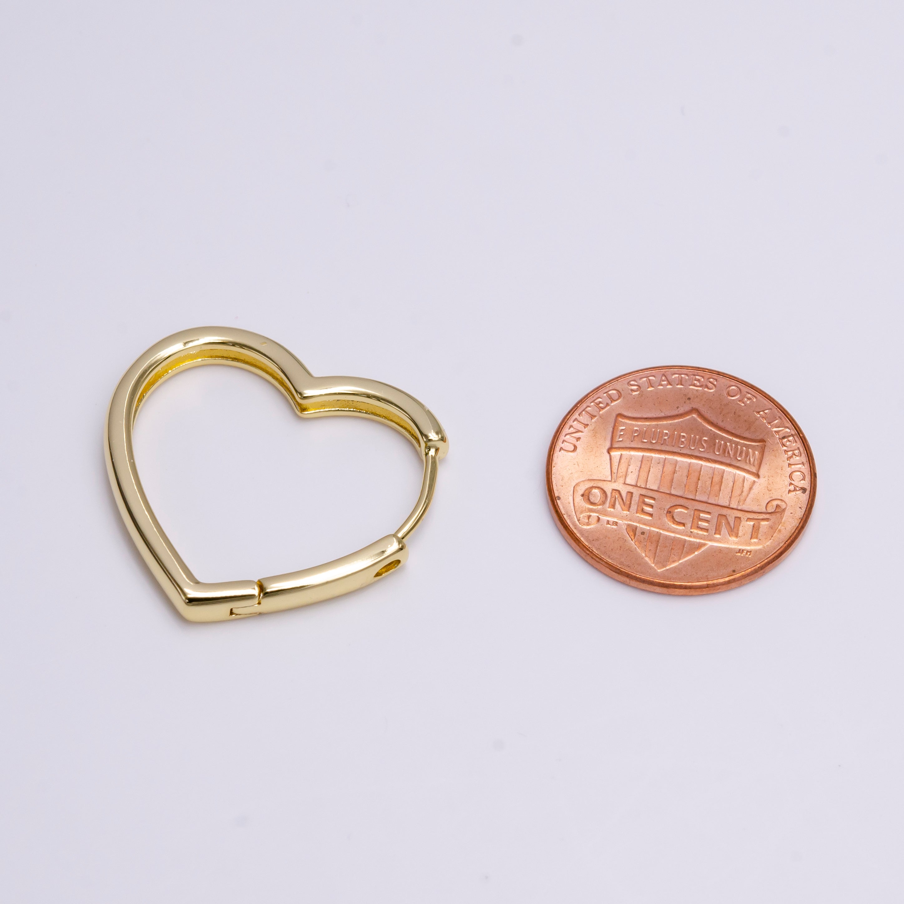 14K Gold Filled 23mm Flat Heart Minimalist Huggie Hoop Earrings | Y934 - DLUXCA