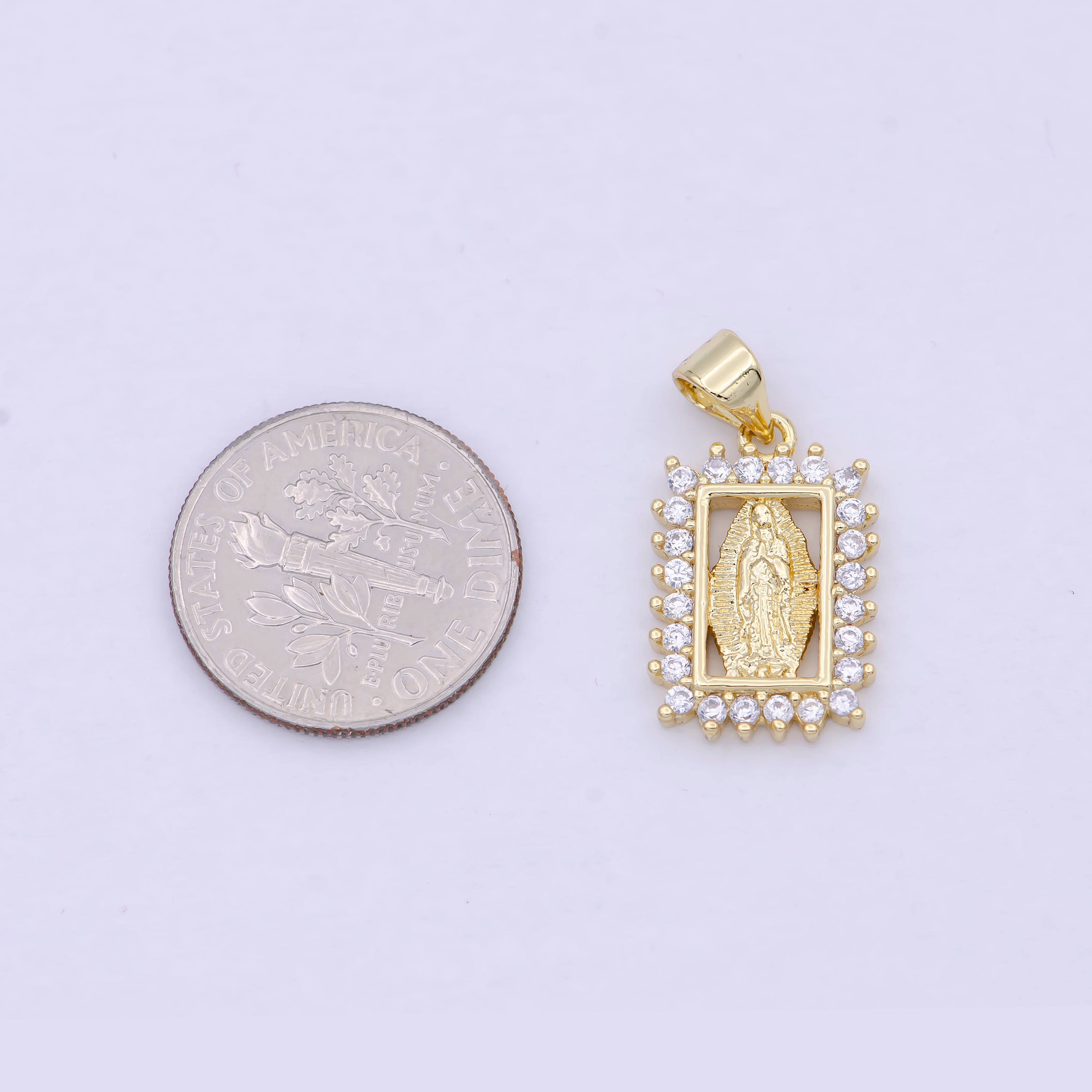 Dainty Gold Virgin Mary Lady Guadalupe Charm I-866 - DLUXCA