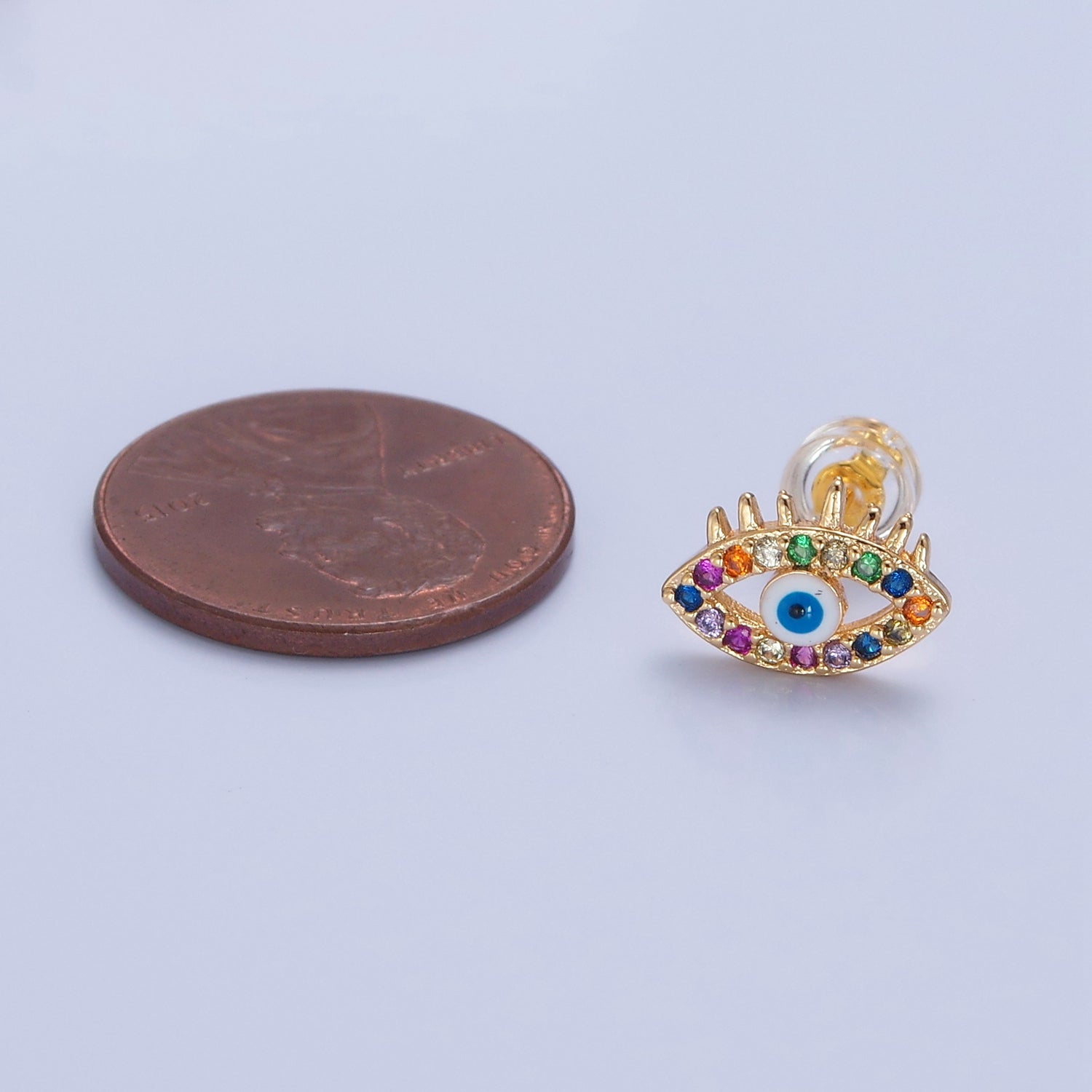 Dainty Multi Color Pave Evi Eye Stud Earring T-503