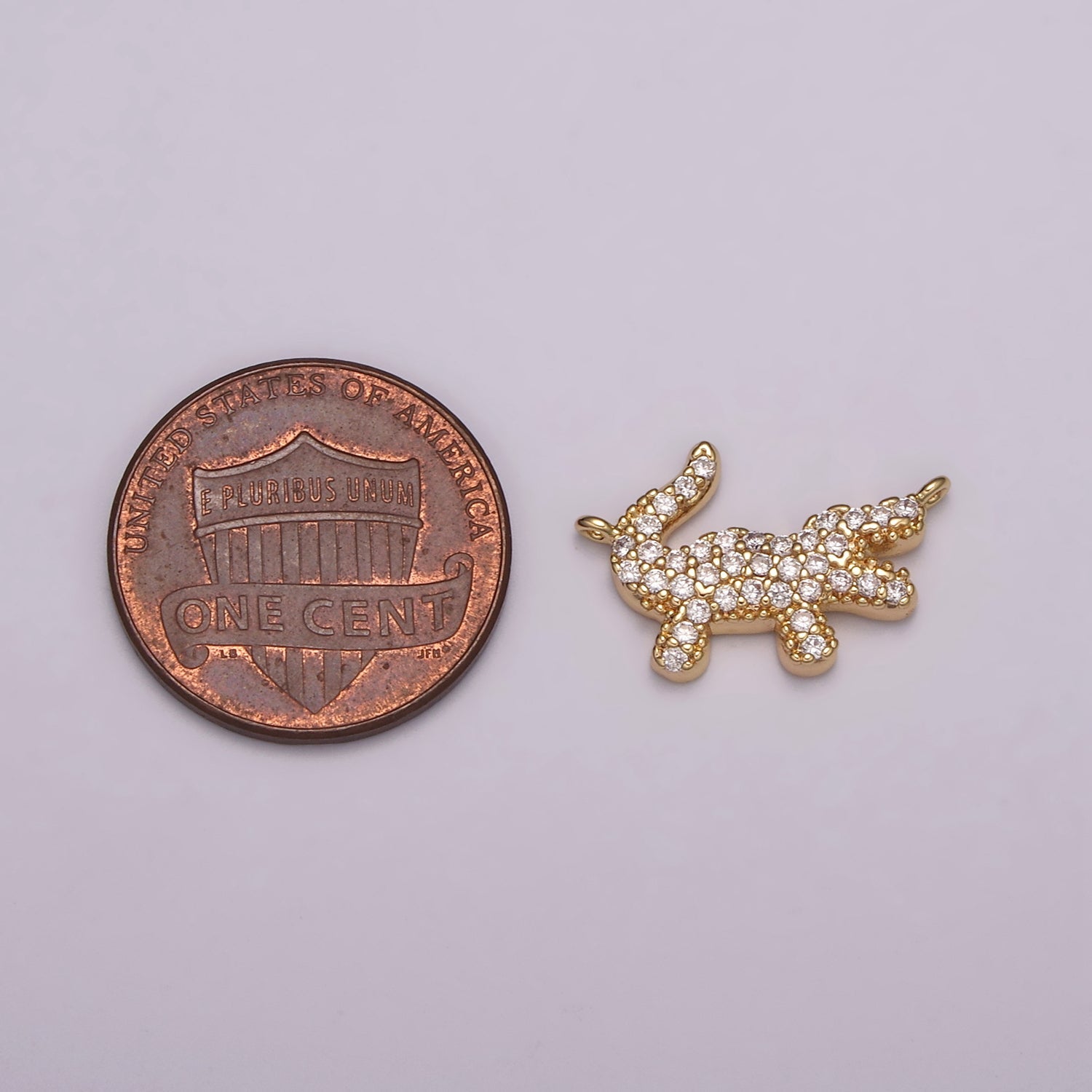 Mini Gold Alligator Charm Connector Tiny 18k Gold Filled Charm, Micro Pave Animal link connector for bracelet necklace Y-396