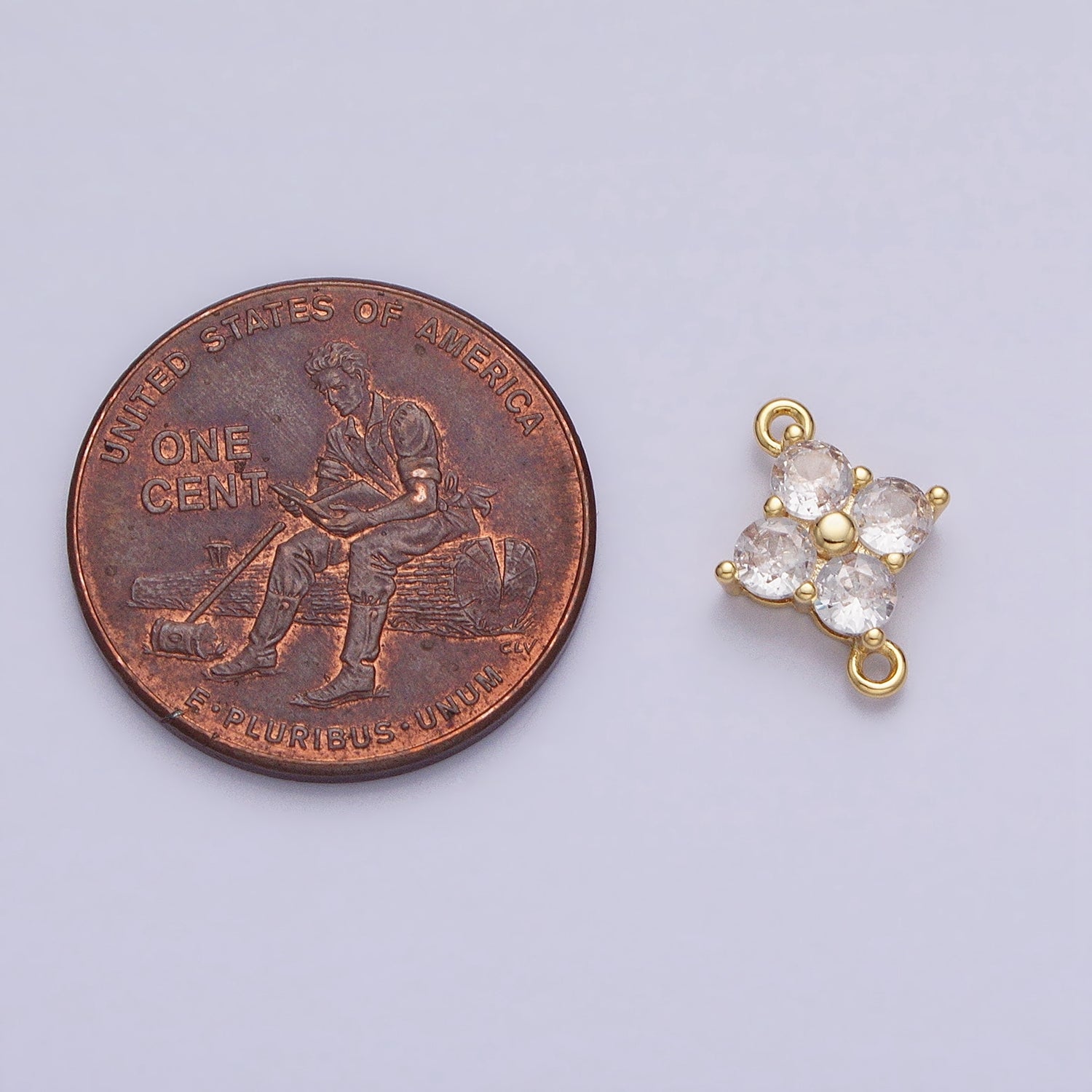 18K Gold Filled Clear Quatrefoil Clover Flower Connector in Gold & Silver | Y-843