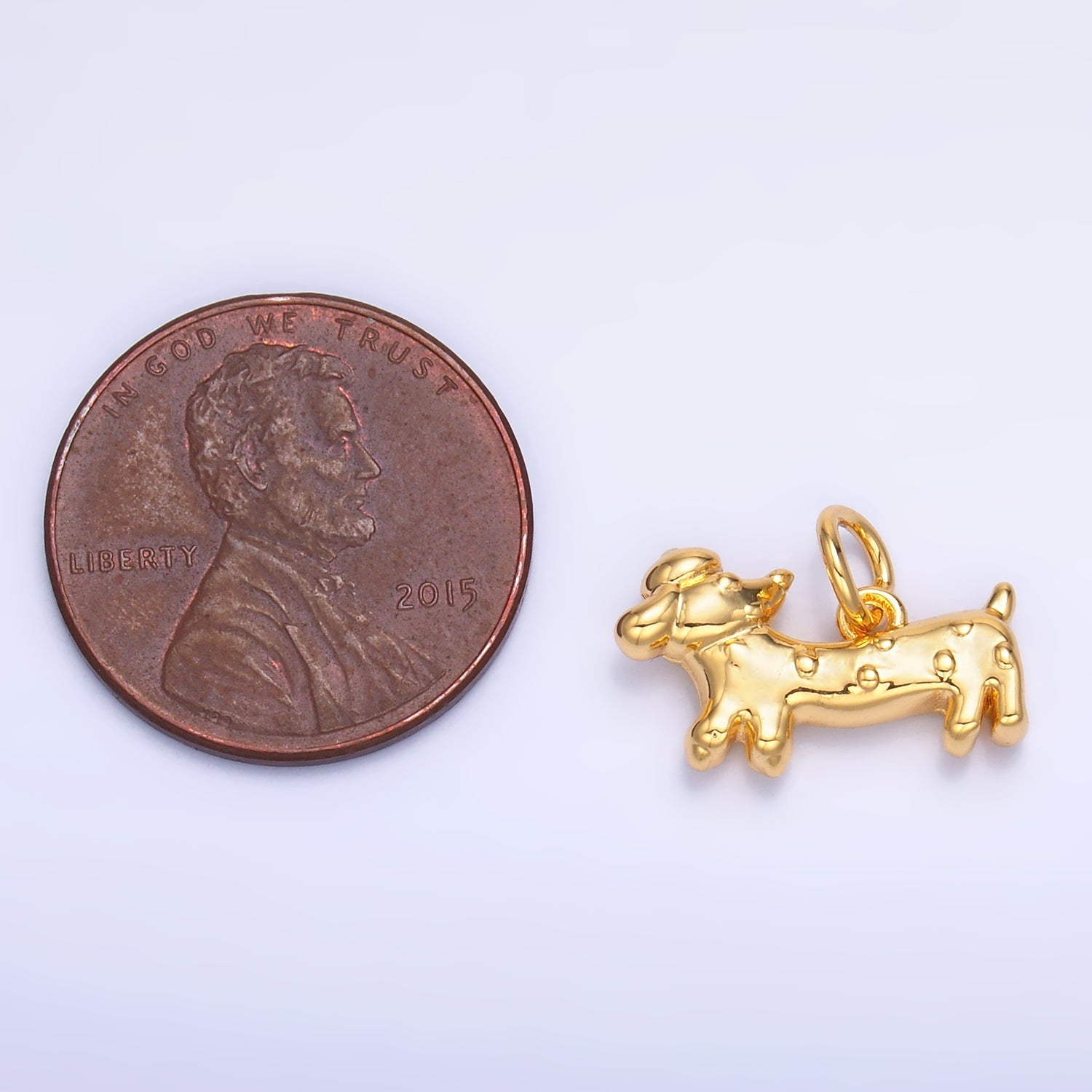 24K Gold Filled Weiner Dachshund Dog Charm in Gold & Silver | W876