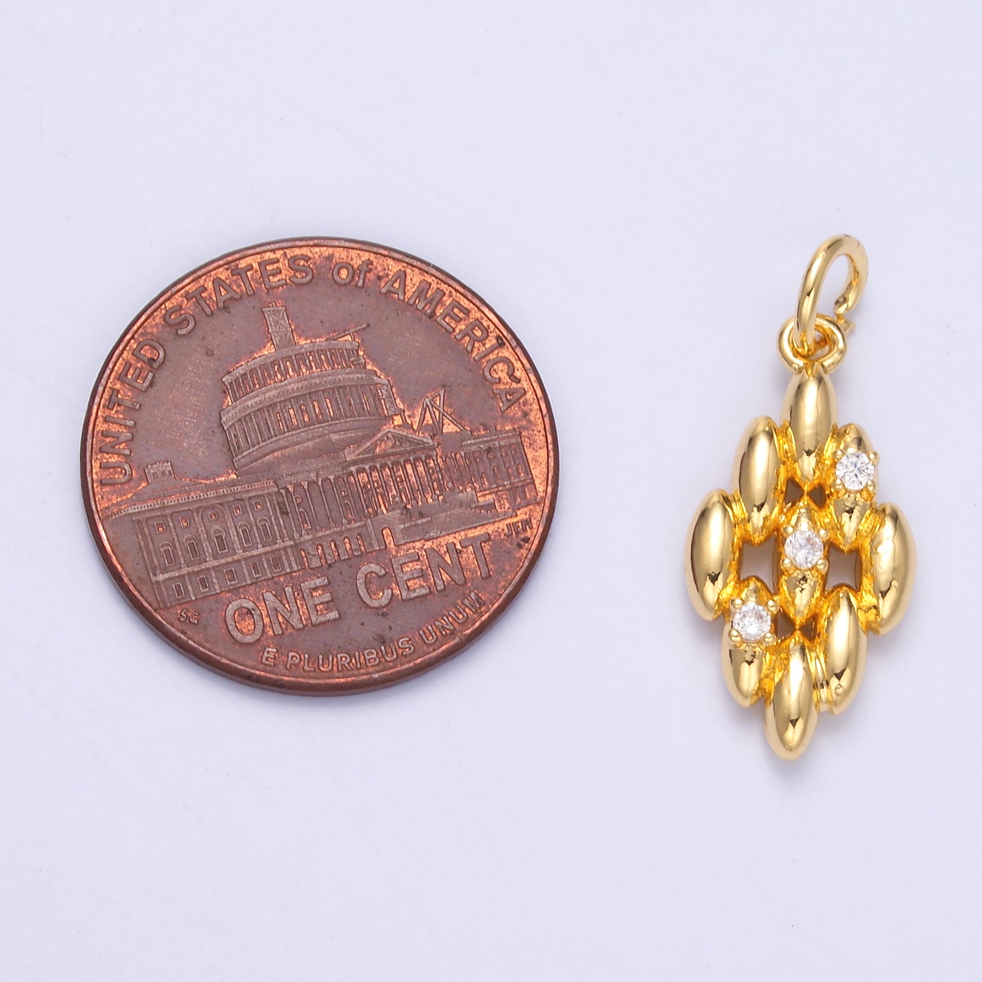 24K Gold Filled Geometric Sphere Quilted Charm in Gold & Silver | N005