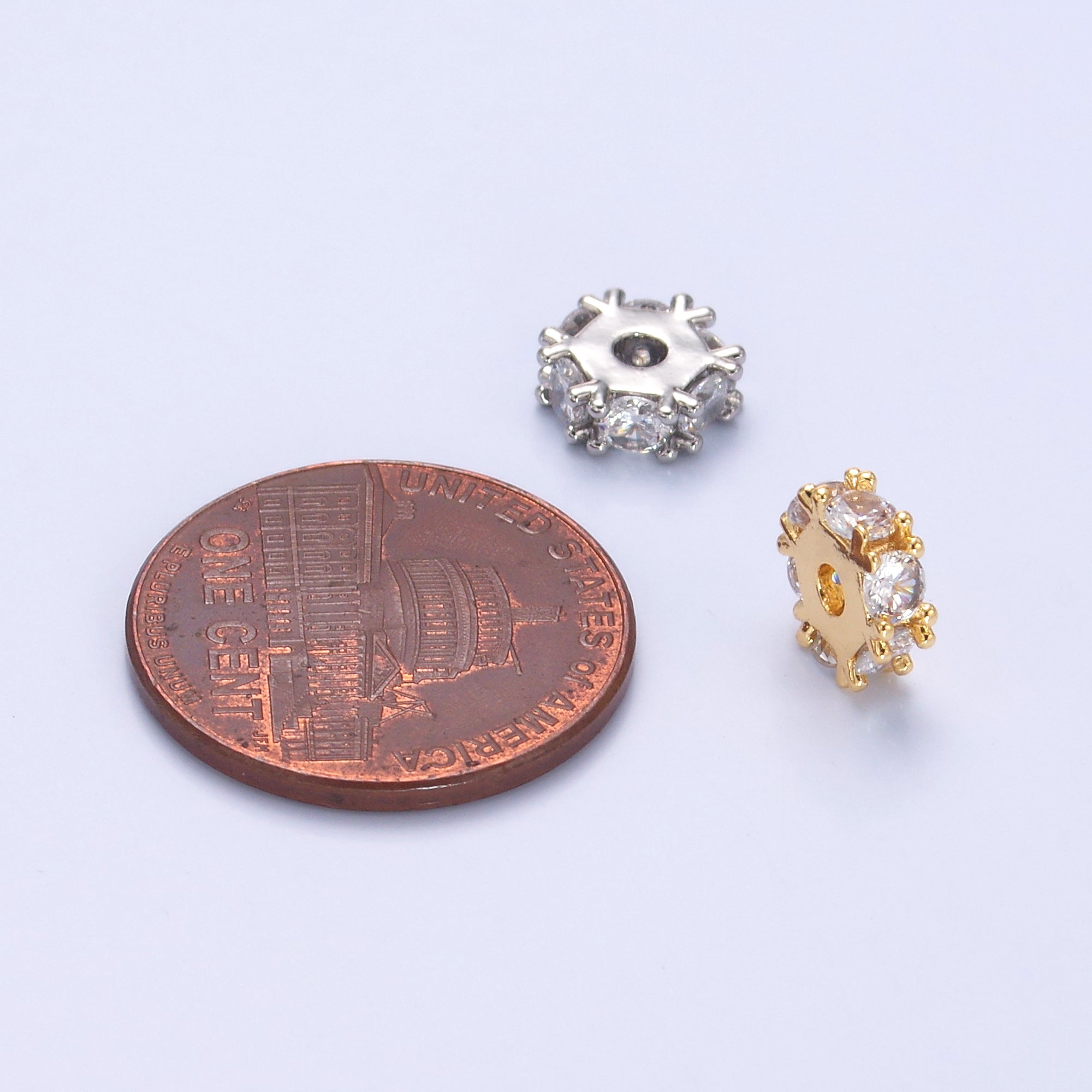 24K Gold Filled Clear CZ Rhondelle Bead in Gold & Silver | B635