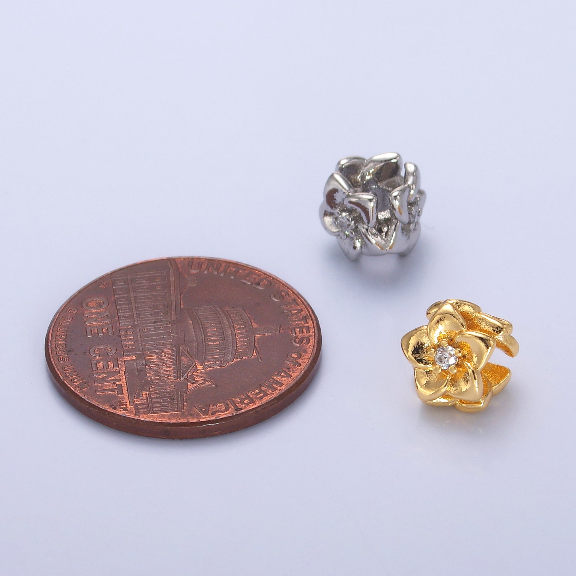 24K Gold Filled CZ Daffodil Flower Bead in Gold & Silver | B242