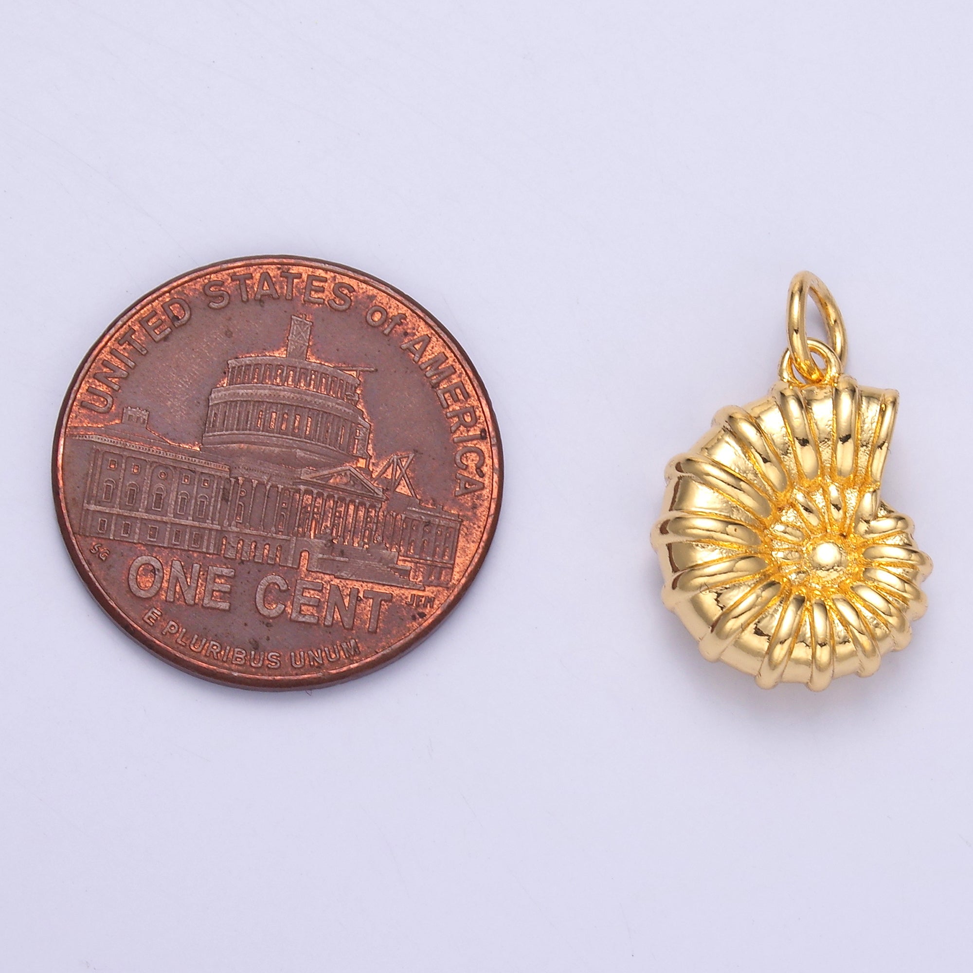 24K Gold Filled Nautilus Shell Multidimensional 3D Charm in Gold & Silver | N014