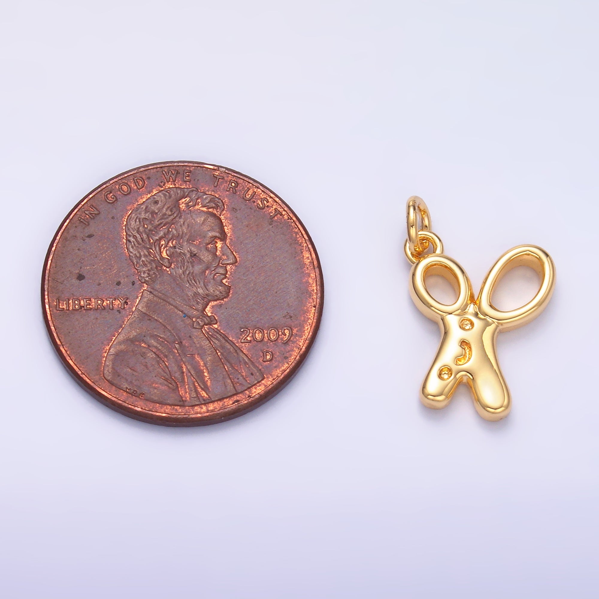 24K Gold Filled Smiley Face Scissor Mini Charm in Gold & Silver | M707
