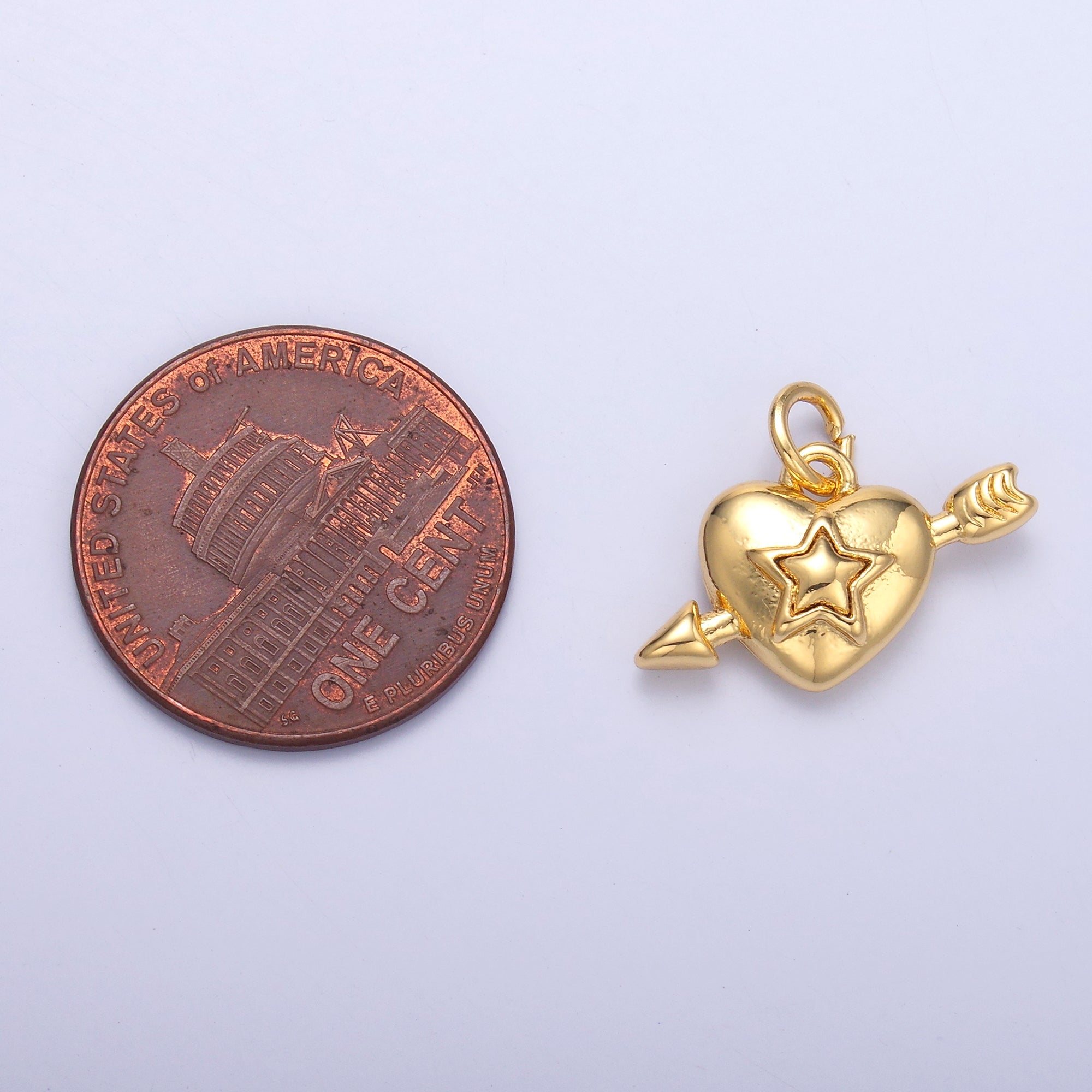 24K Gold Filled Star Cupid Heart Charm in Gold & Silver | C041