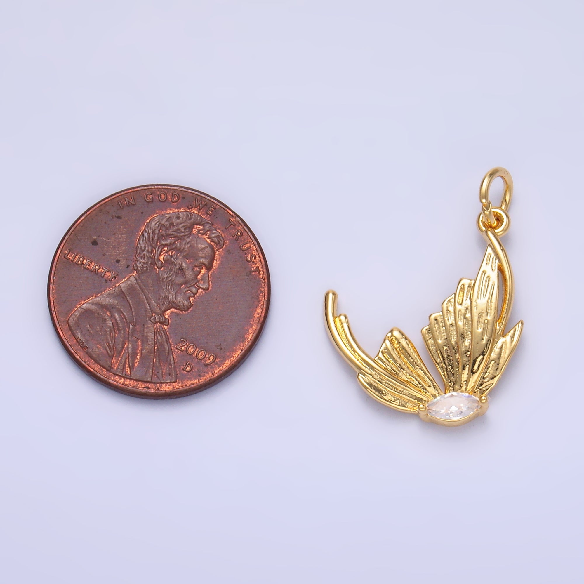 Cubic Butterfly Charm 24K Gold Filled Flower Pendant Floral M263