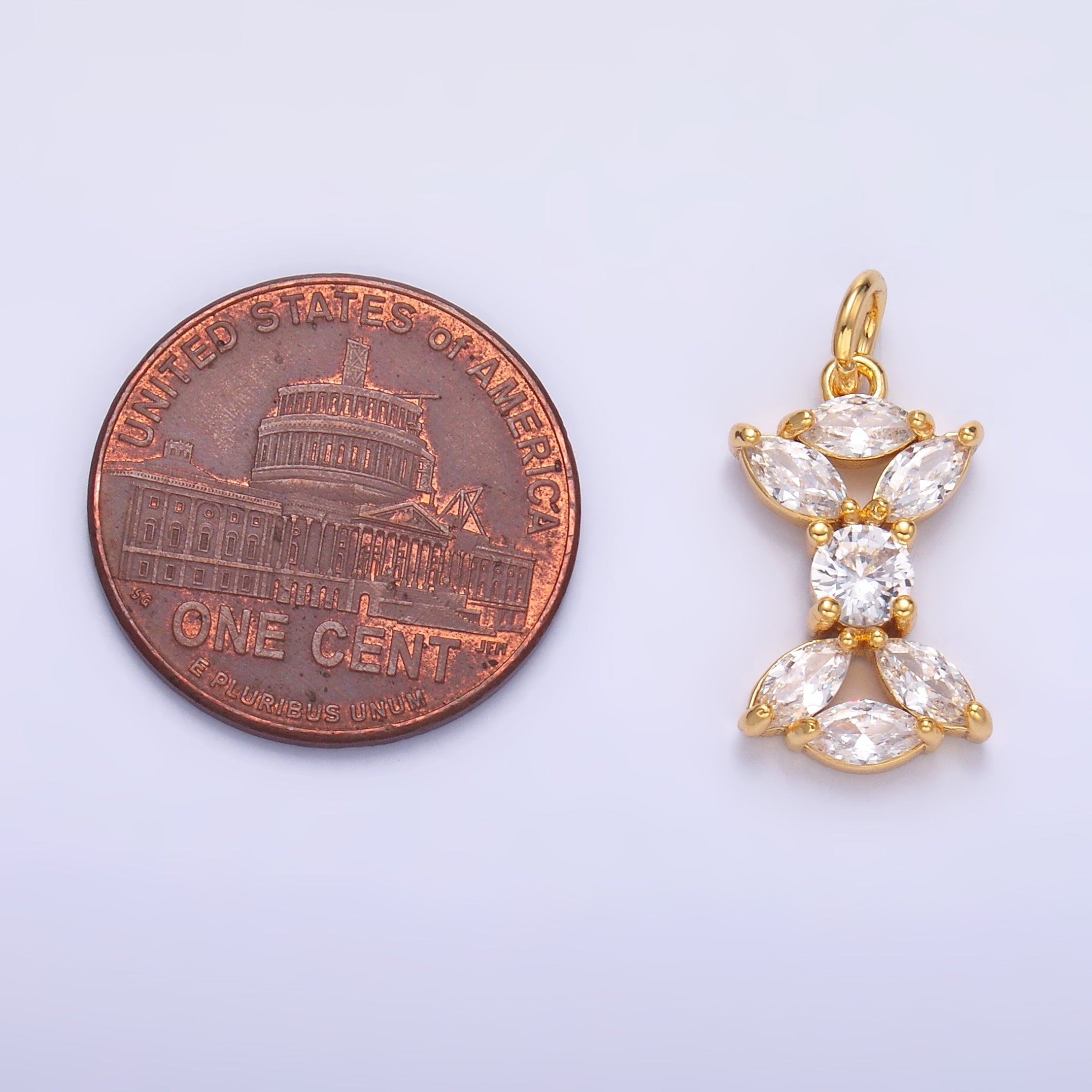 24K Gold Filled Marquise CZ Cluster Geometric Mini Charm in Gold & Silver | C035