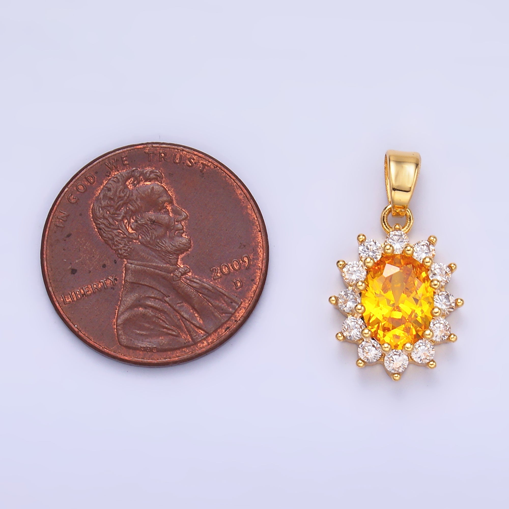 24K Gold Filled CZ Celestial Flower Pendant in Gold & Silver | AA1487 - AA1492