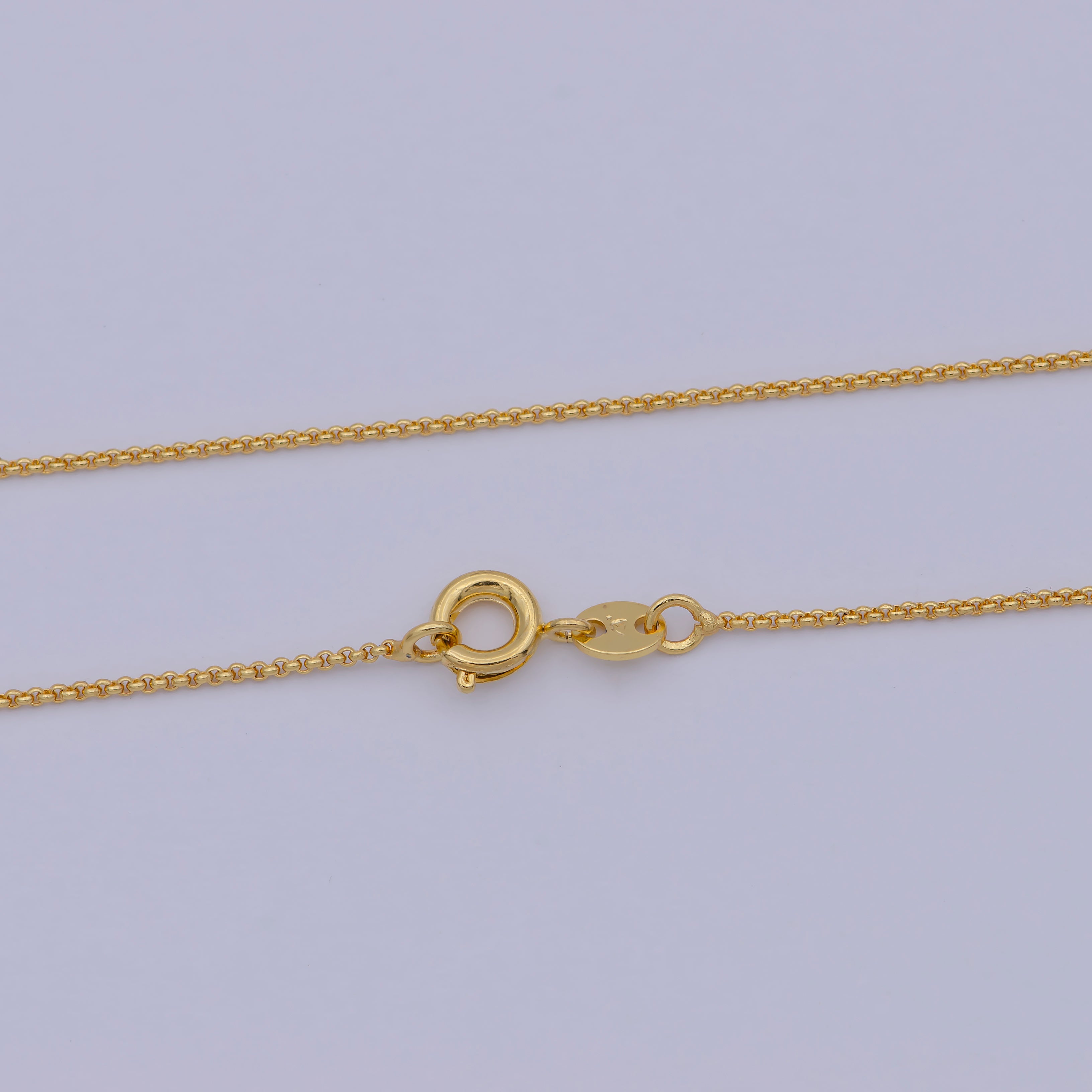 24K Gold Filled Rolo Chain Necklace, 17.7 Inch Cable Chain Necklace 0.8mm Link Necklace | WA-473 - DLUXCA