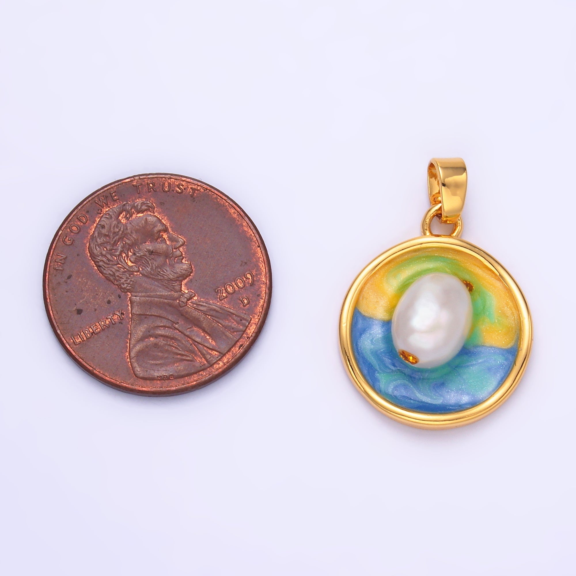 24K Gold Filled Sunrise Freshwater Pearl Pendant | AA1460
