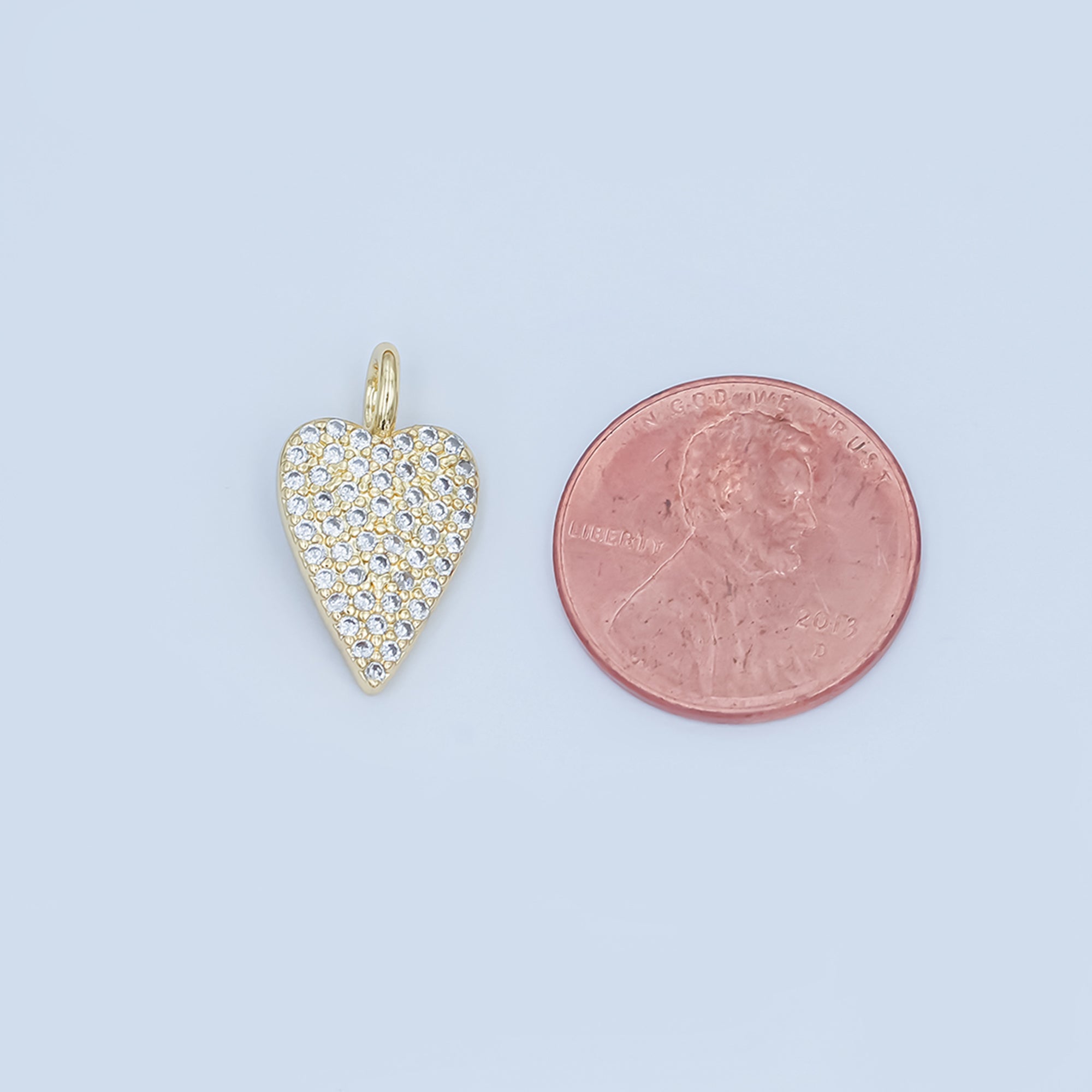 24K Gold Filled Micro Paved CZ Heart Pendant | C025
