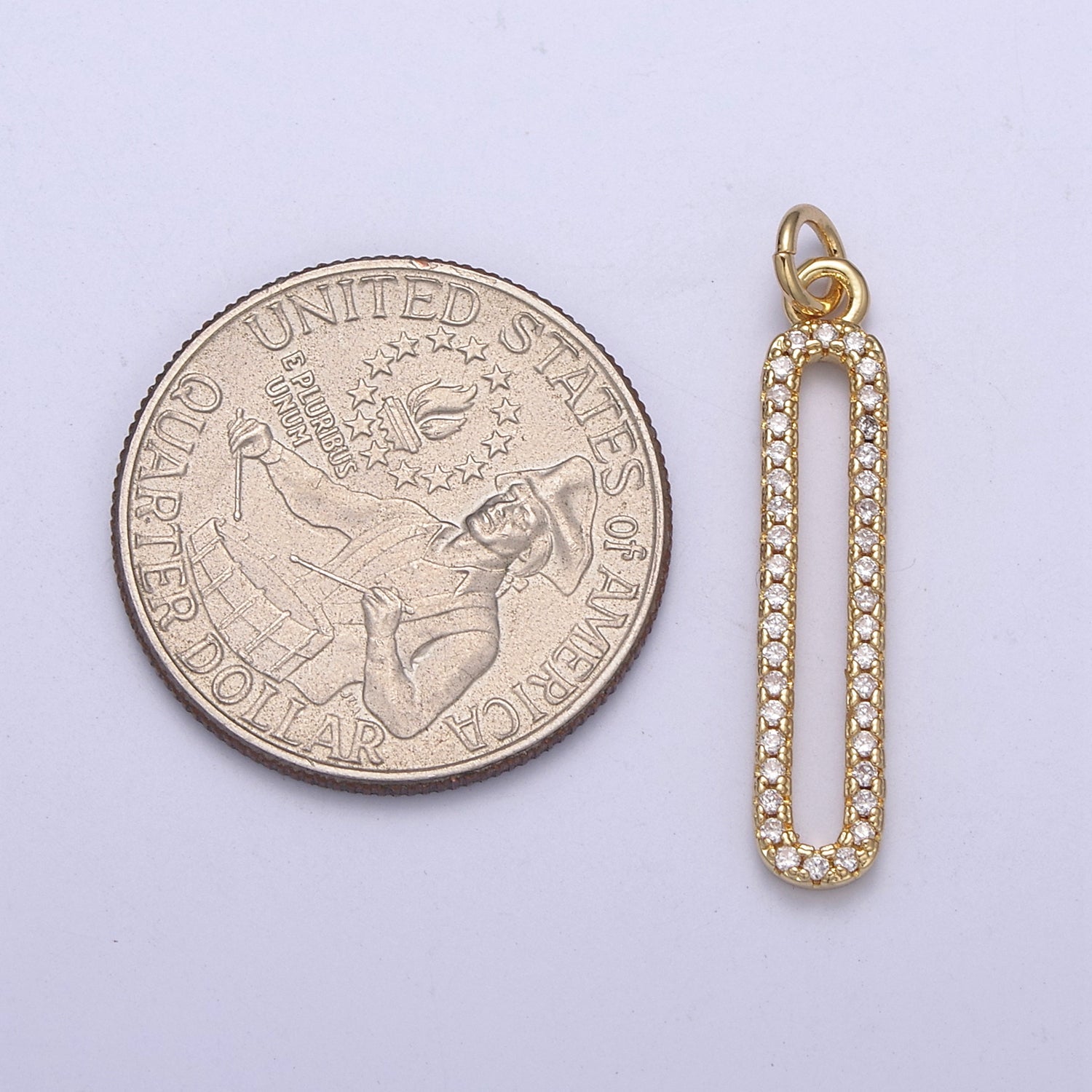 Dangle Long CZ Bar Pendant 24K Gold Filled Bar Pendant C-637