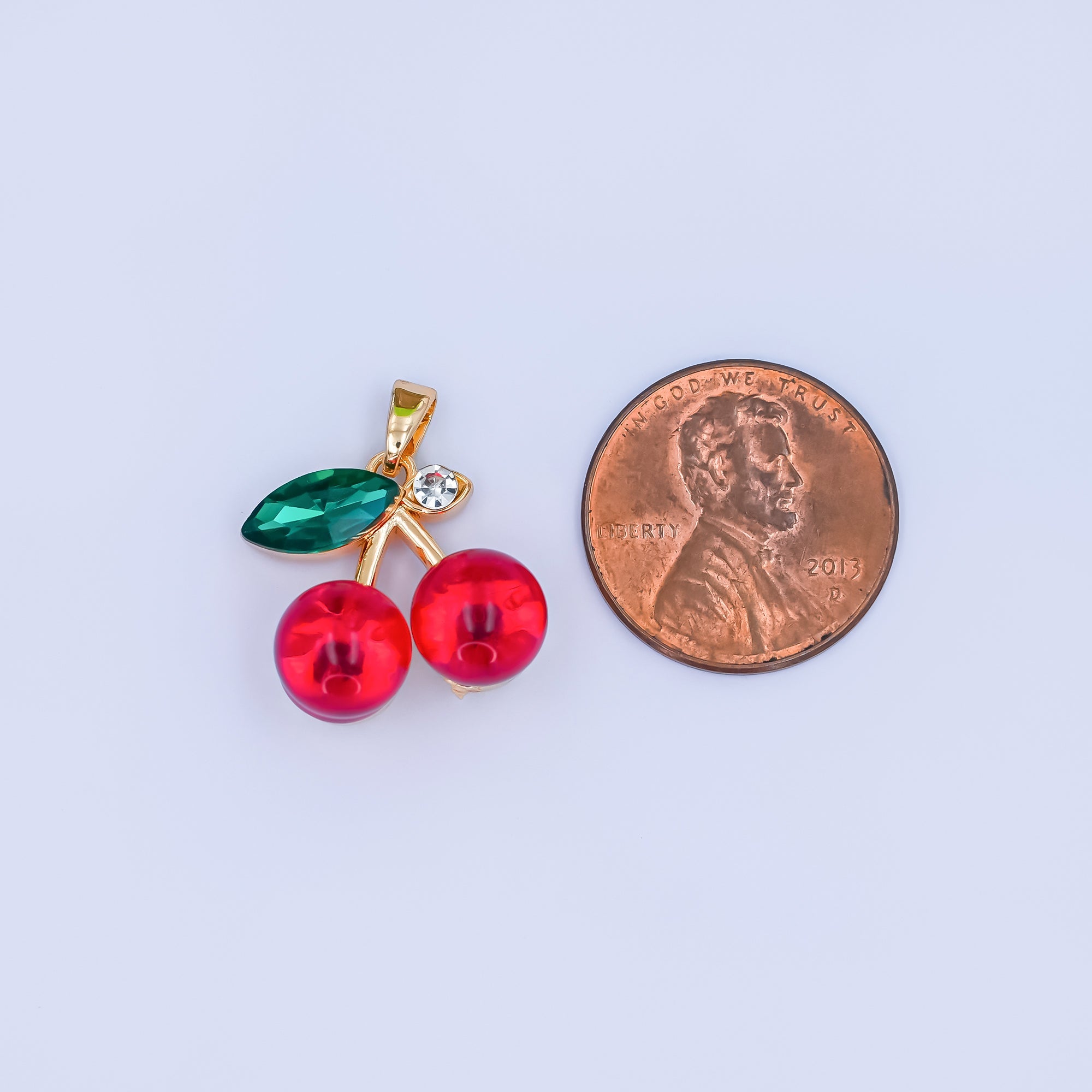 24K Gold Filled Red CZ Cherry Fruit Pendant | AA1455