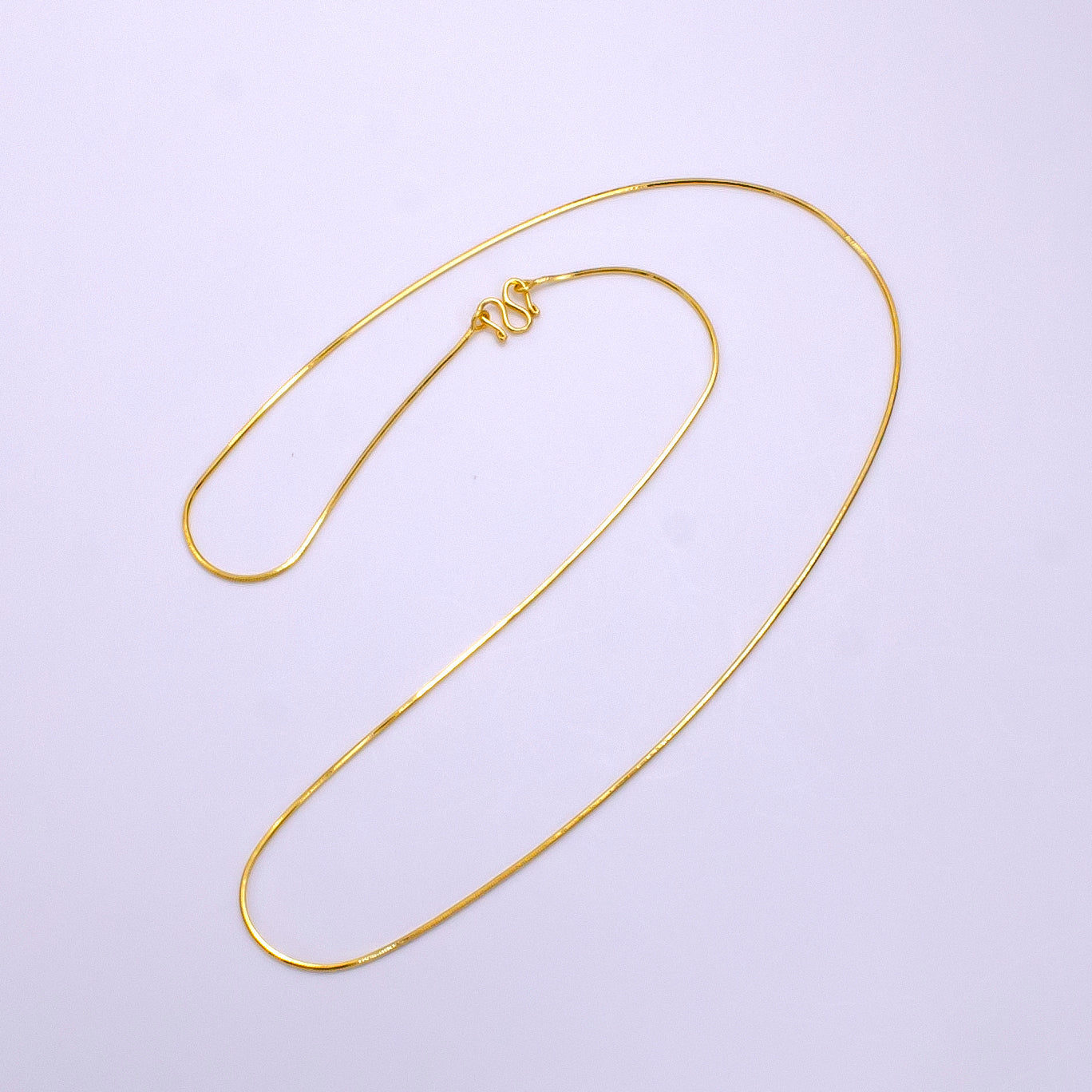 24K Gold Filled 0.7mm Dainty Snake 18 Inch Layering Chain Necklace w. S-Hook | WA-2331