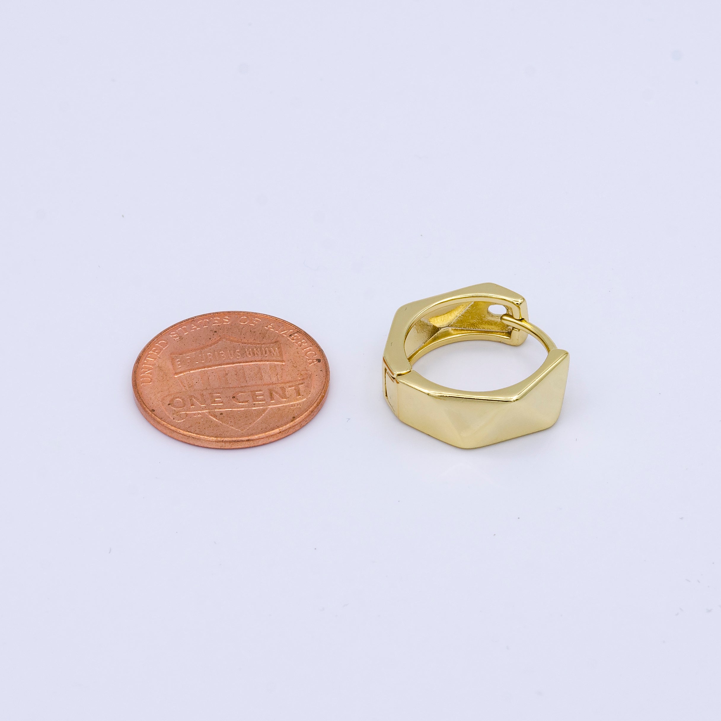 24K Gold Filled 18mm Geometric Abstract Huggie Hoop Earrings | AB1020 - DLUXCA