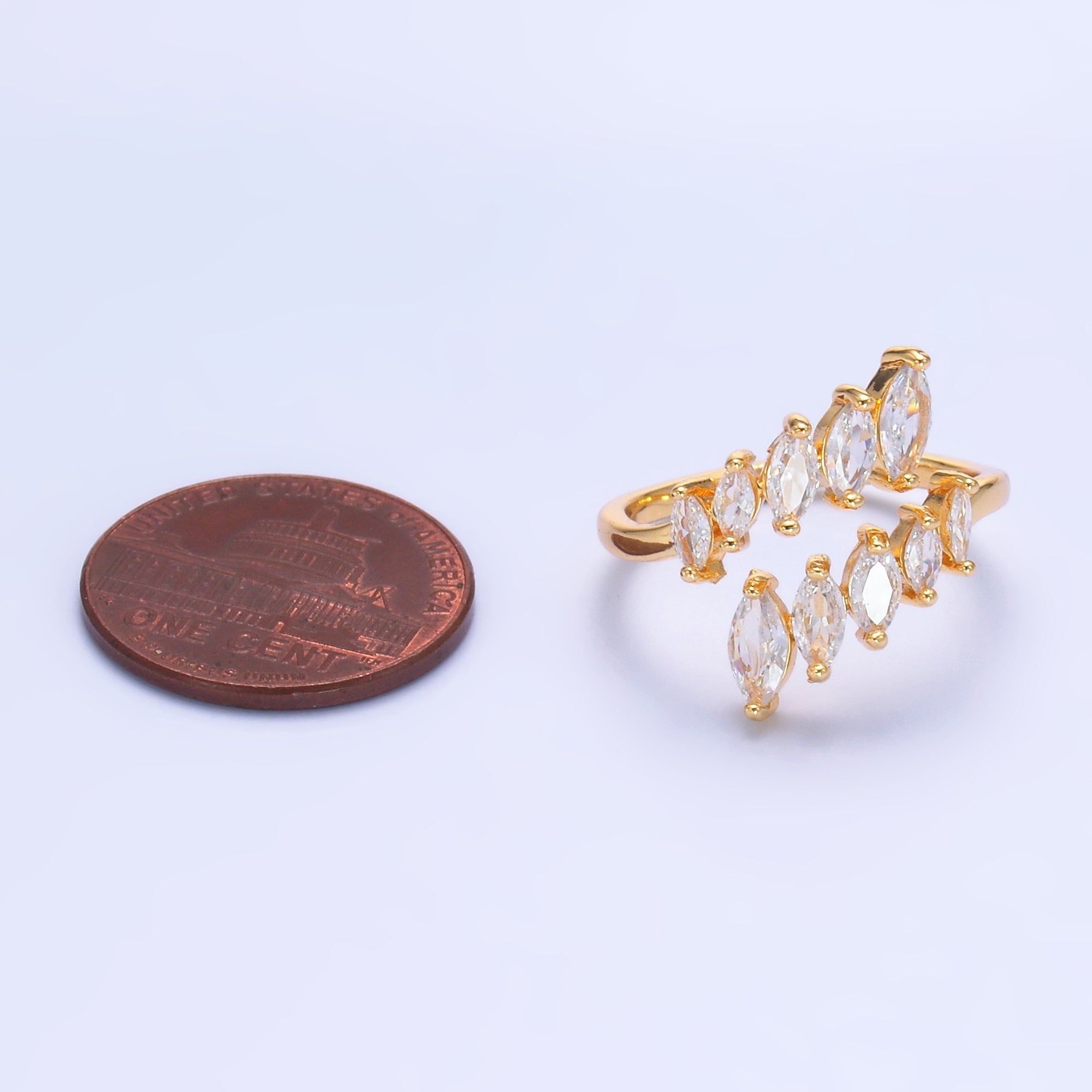 24K Gold Filled Marquise CZ Wrap Claw Ring | O551