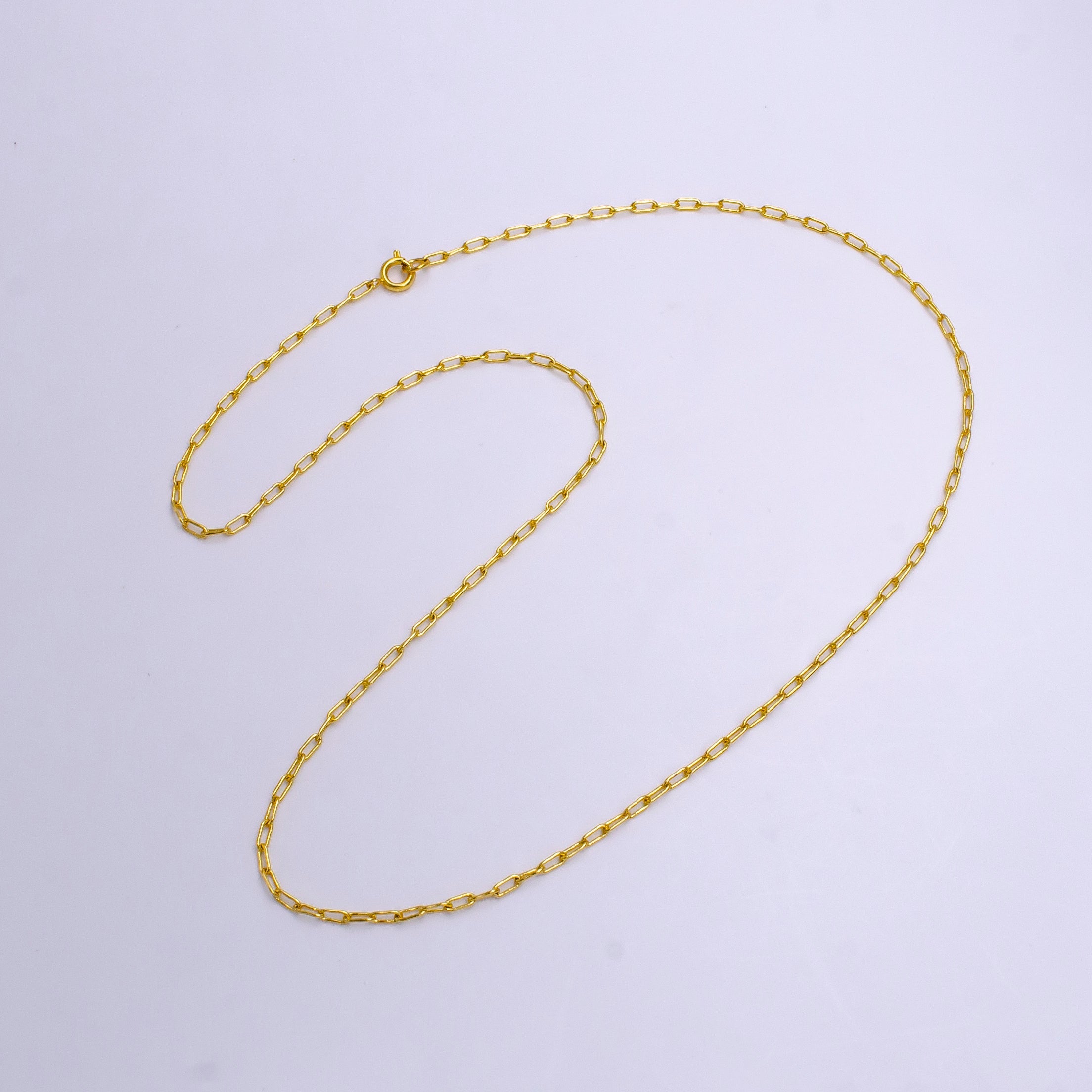 24K Gold Filled 2mm Dainty Paperclip 18 Inch, 20 Inch Layering Chain Necklace | WA-2218