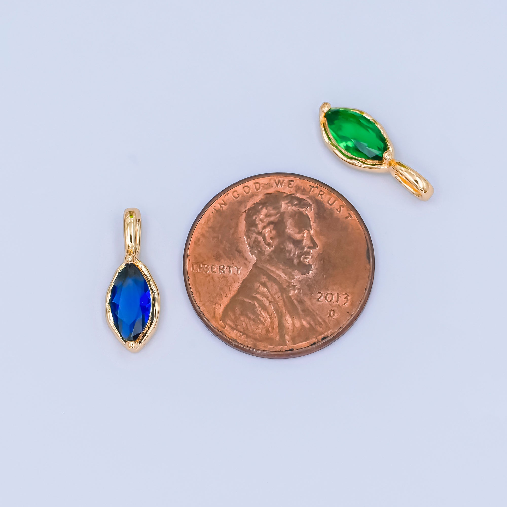 24K Gold Filled Marquise CZ Molten Bezel Pendant | AA1472 - AA1477