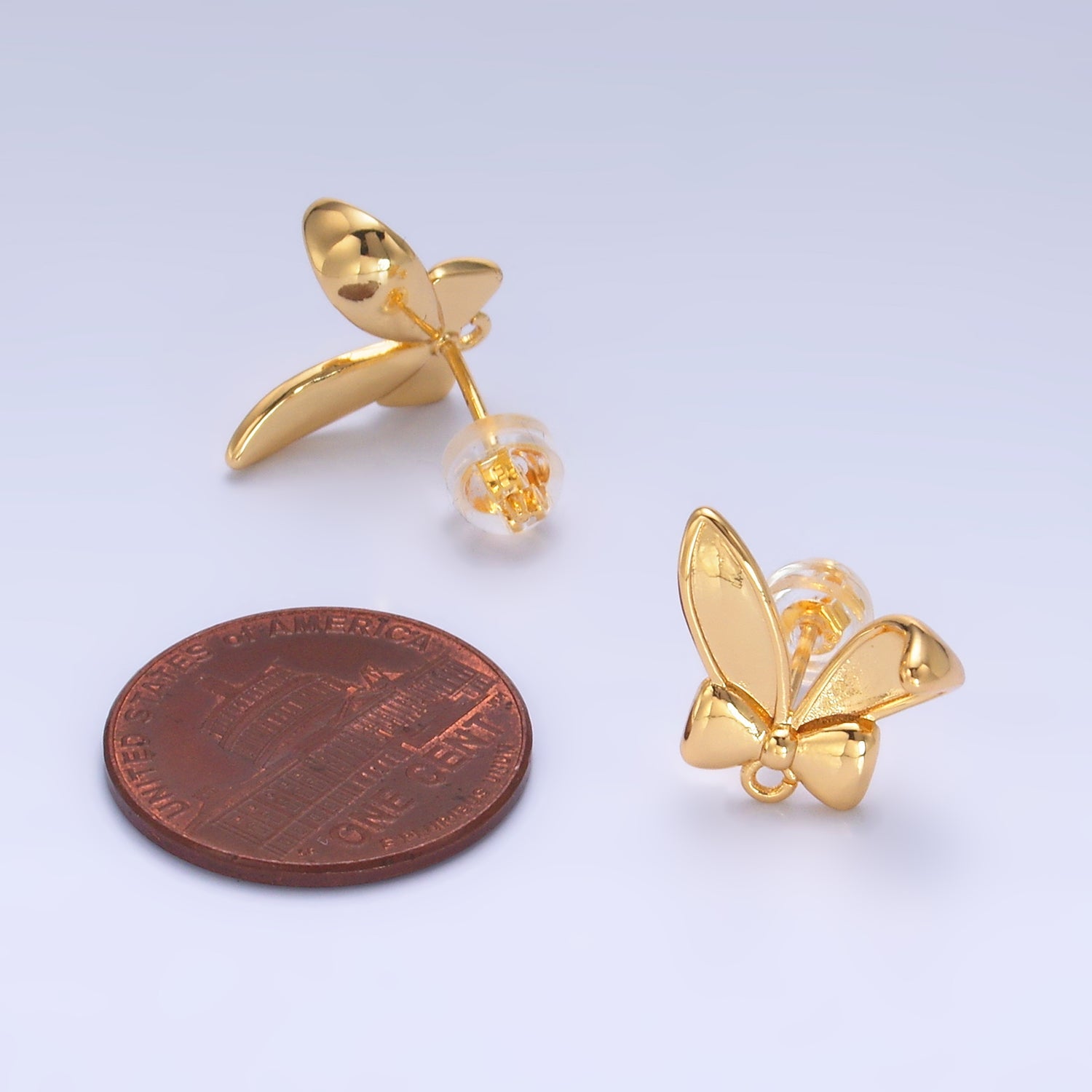 24K Gold Filled Bunny Ear Drop Stud Earring Findings | Z1088