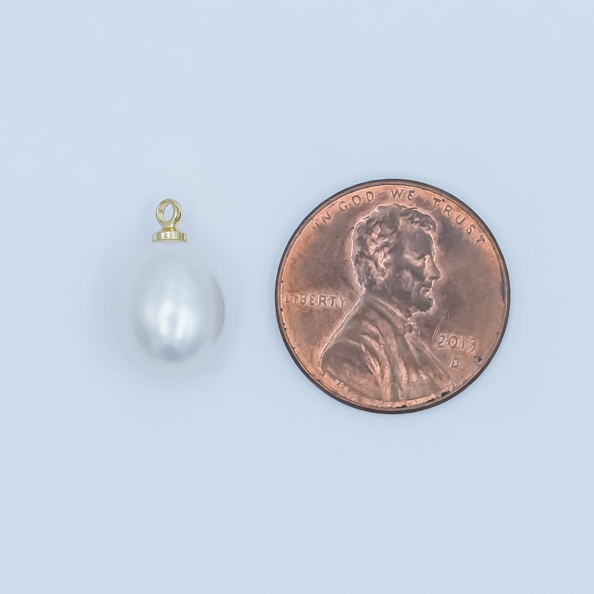 24K Gold Filled 14mm White Freshwater Pearl Charm | P1650