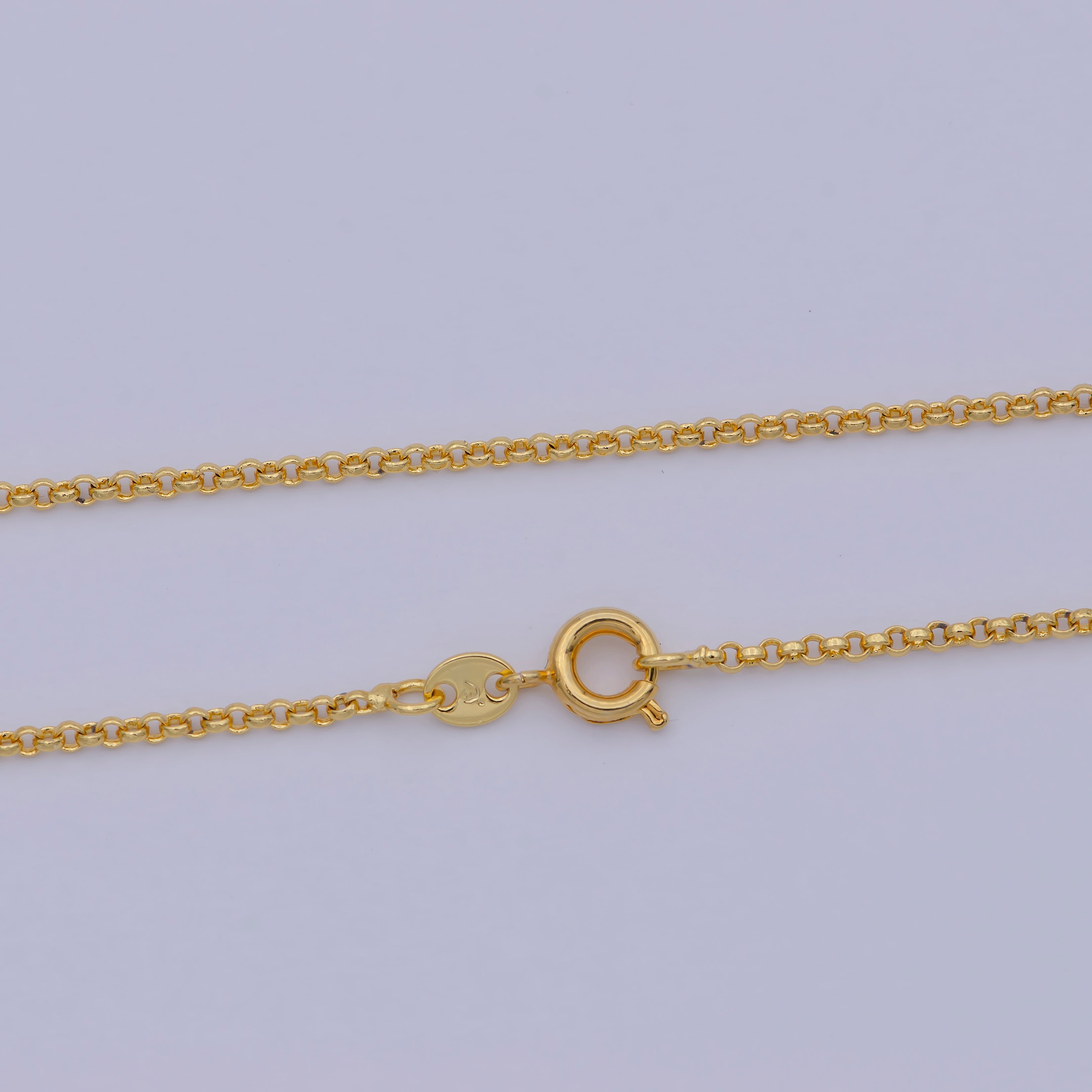 24K Gold Filled Rolo Chain Necklace, 17.7 Inch Cable Chain Necklace, Dainty 1.5mm Link Necklace | WA-468 - DLUXCA