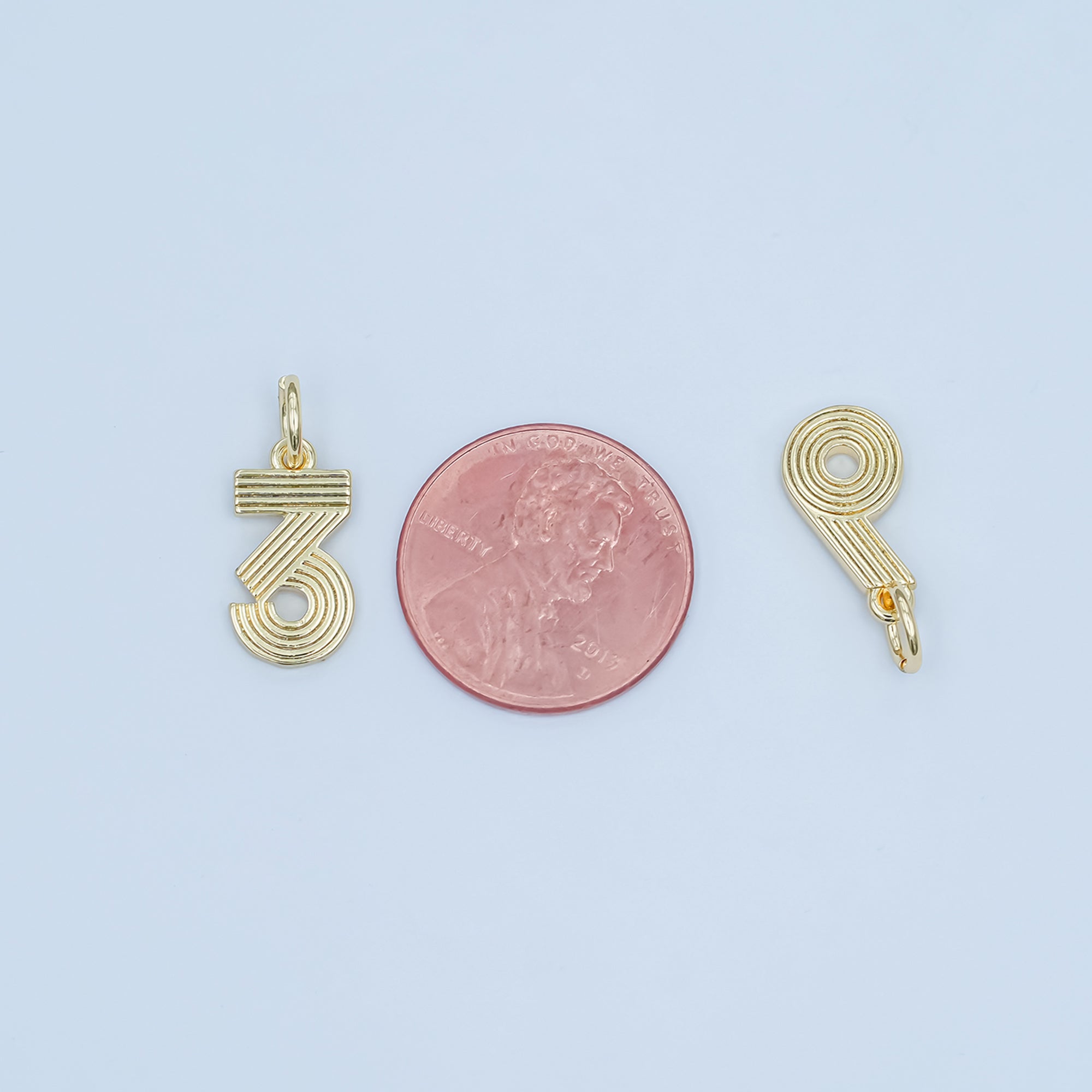 24K Gold Filled Groovy Disco Number Numerology Charm | M617 - M621