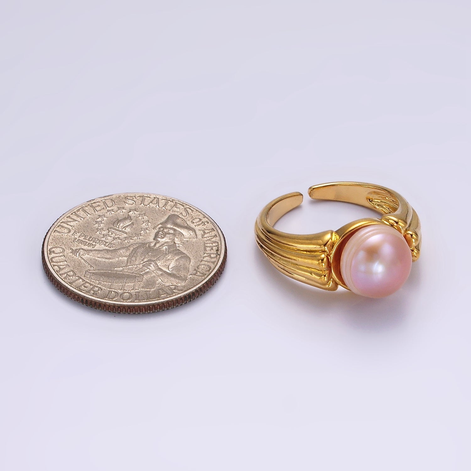 14K Gold Filled White, Pink Pearl Multiple Band Ring in Gold & Silver | O1868 - O1871 - DLUXCA