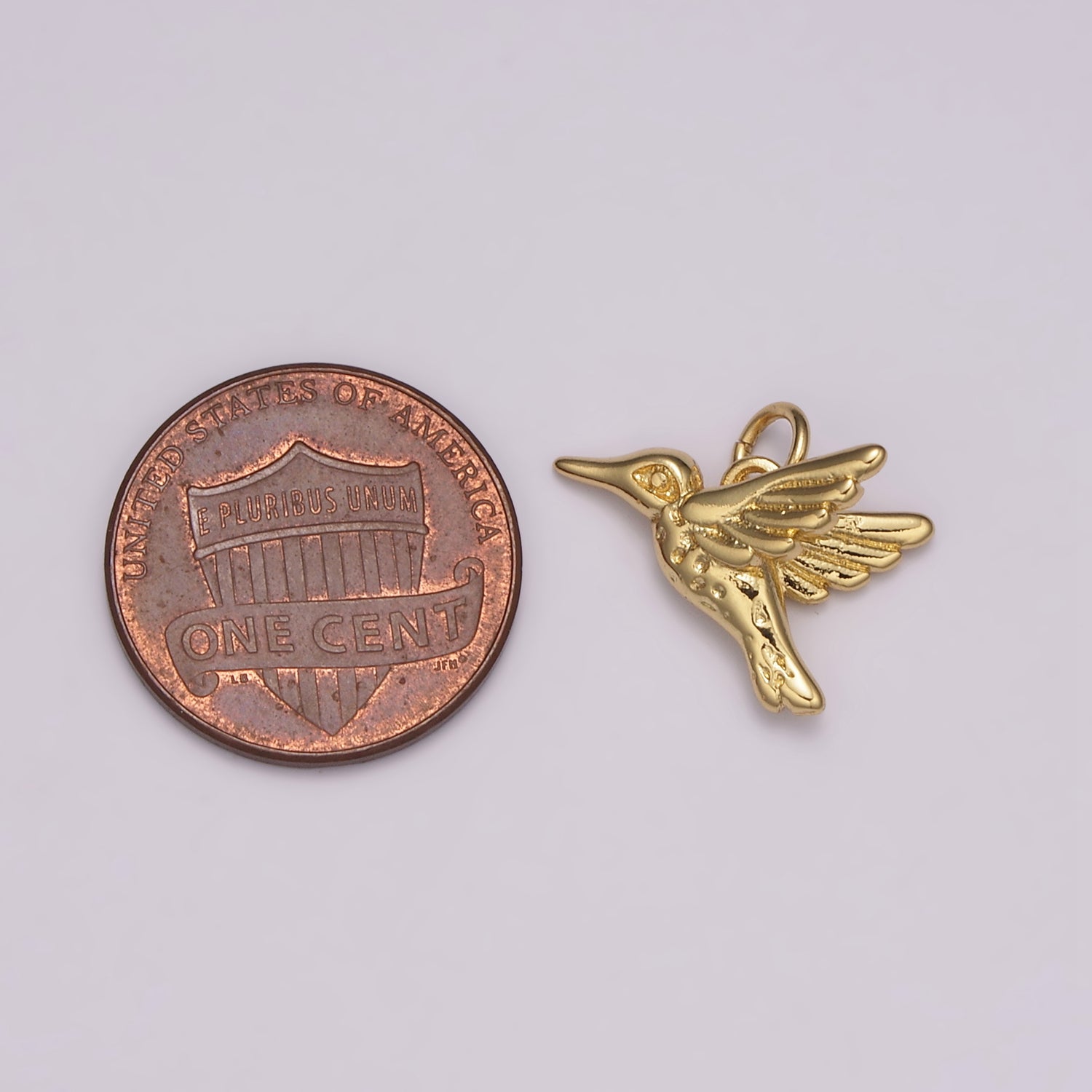 OS Dainty Hummingbird Charm Pendant, 24K Gold Filled Hummingbird Charm, Bird Charm Jewelry Supplies N-180