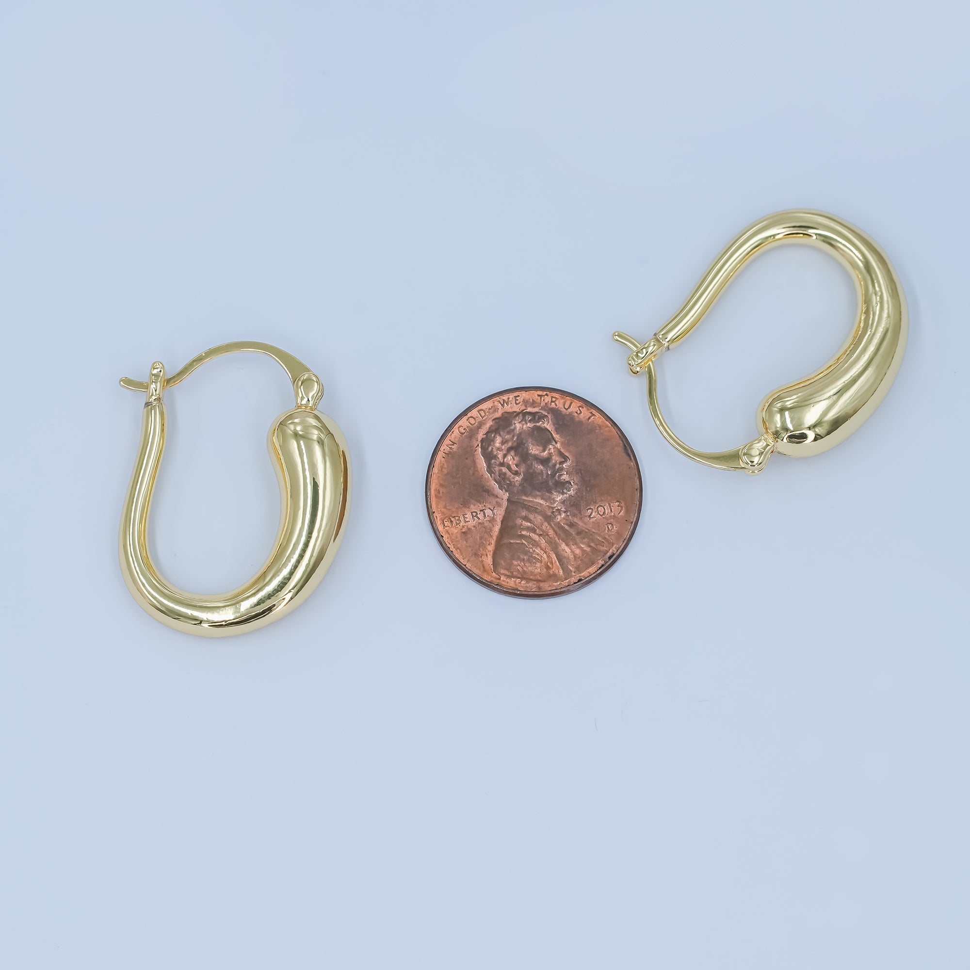 24K Gold Filled Molten U-Shaped Latch Hoop Earrings | AD1207