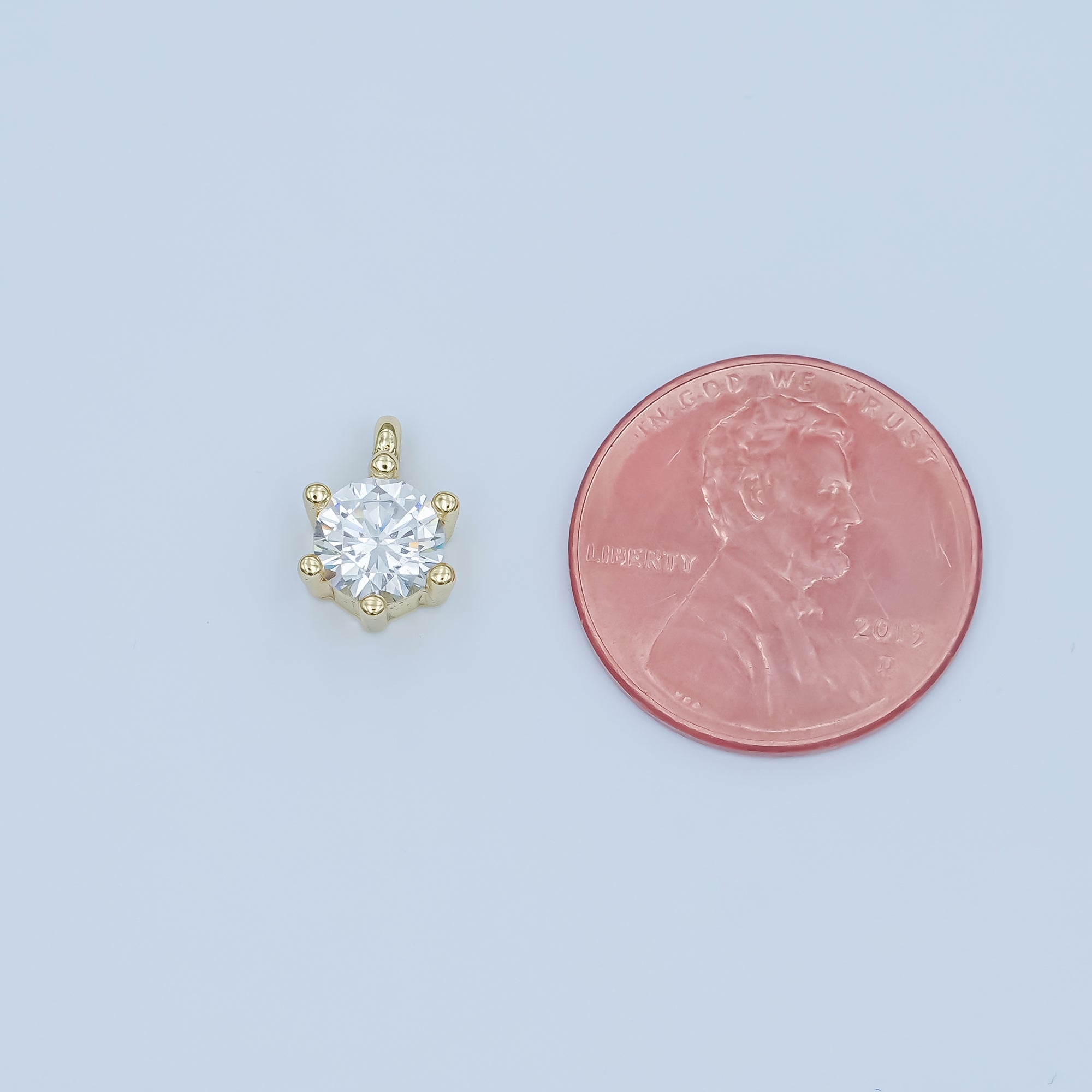 24K Gold Filled Clear CZ Round Mini Charm | M187