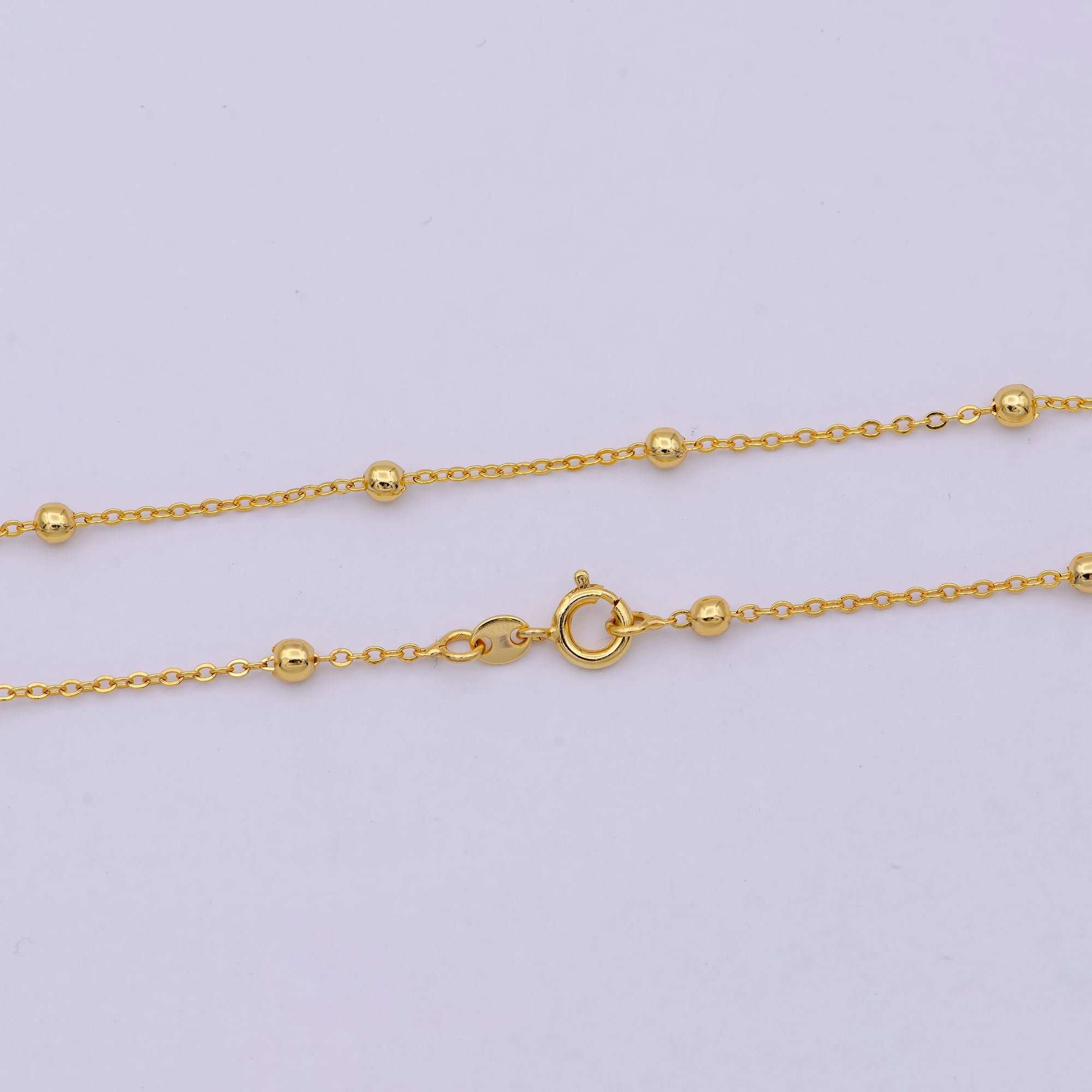 24K Gold Filled 3mm Satellite Bead Cable 20 Inch Layering Chain Necklace | WA-2155 - DLUXCA