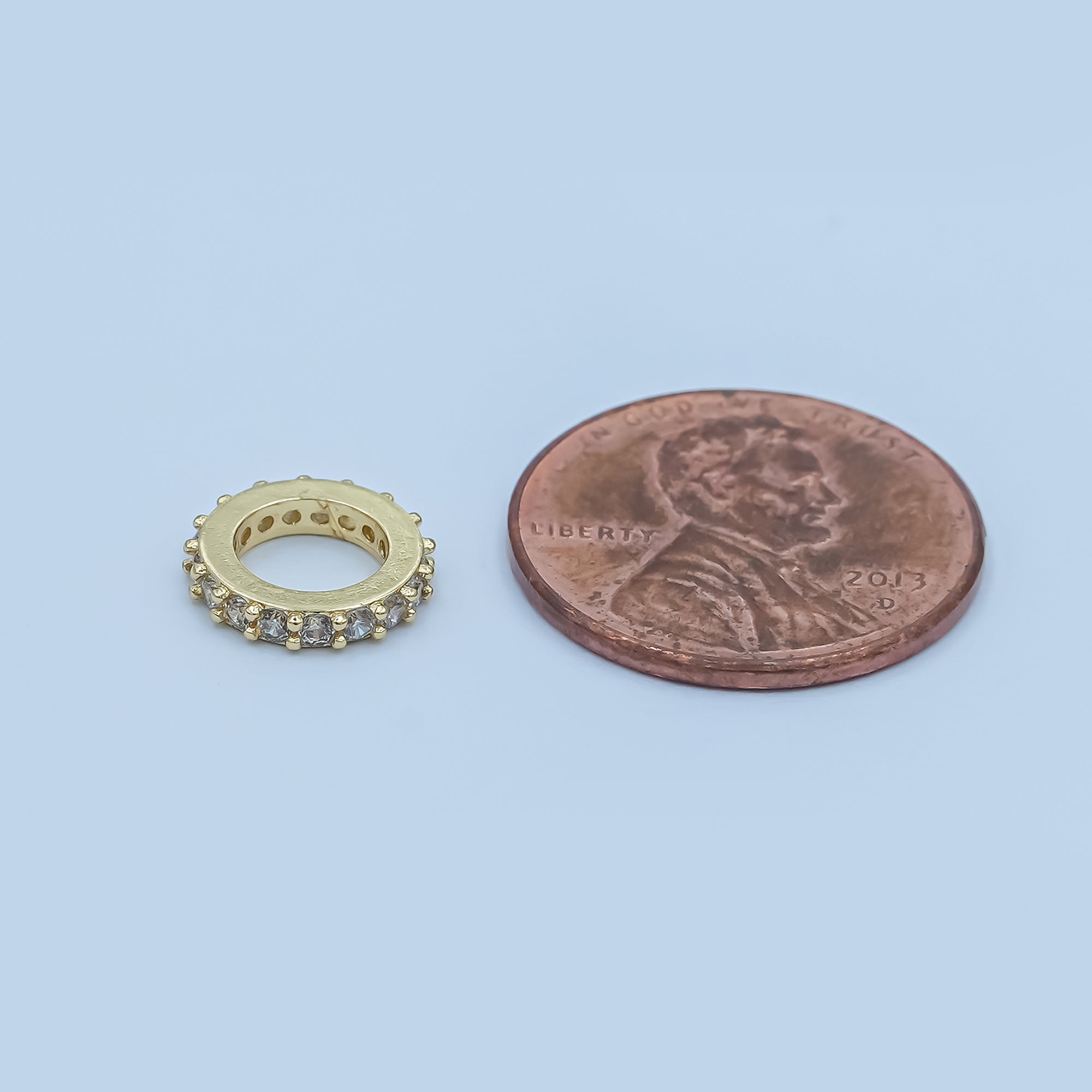 24K Gold Filled 10mm Micro Paved CZ Thin Bead Finding | Z1147