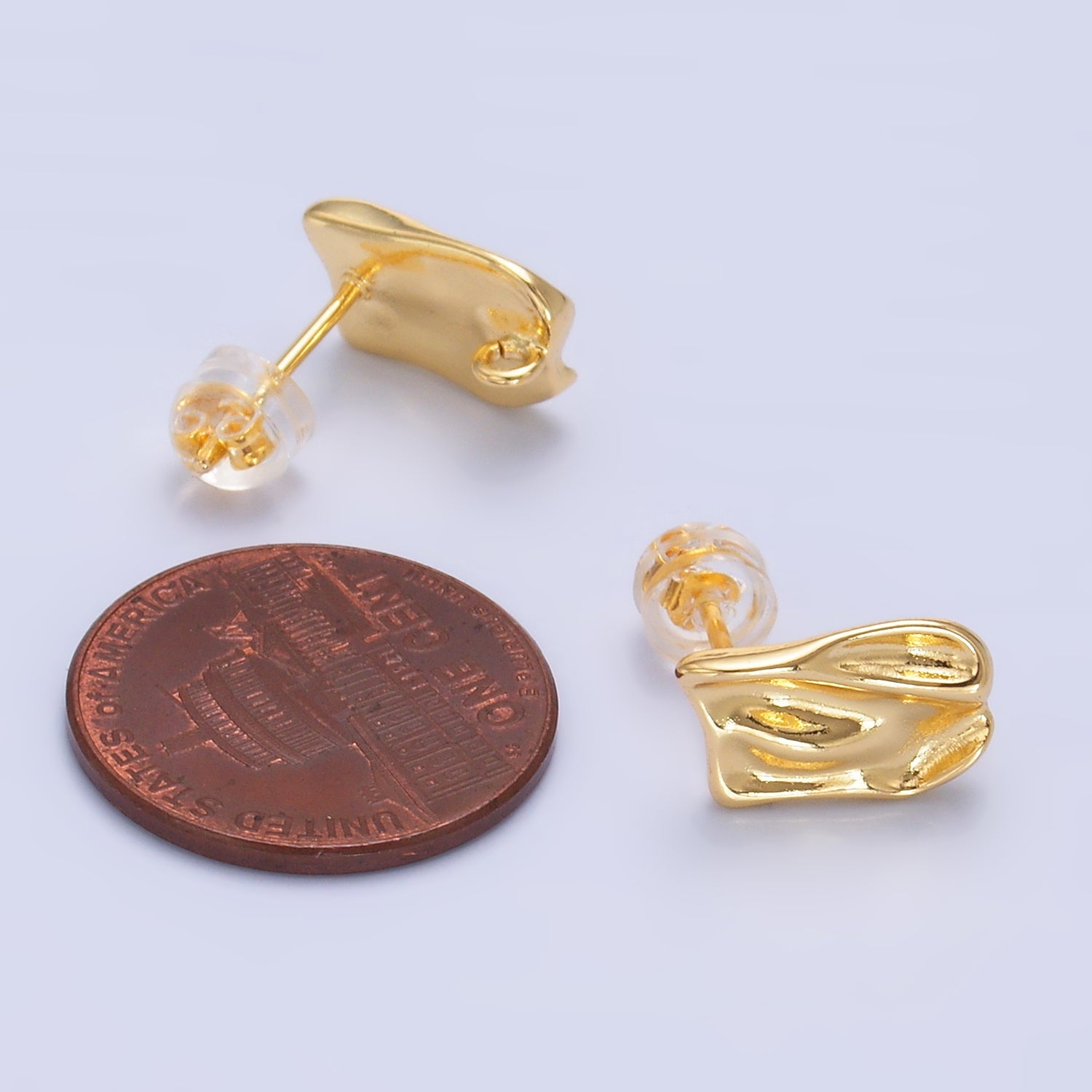 24K Gold Filled Hammered Rectangular Drop Stud Earring Findings | Z1090
